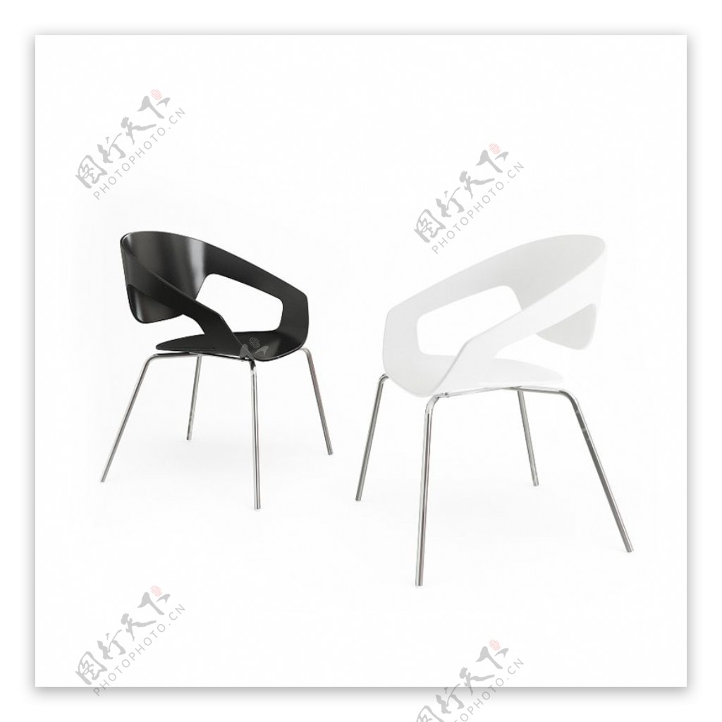现代简约黑白色椅子3d模型