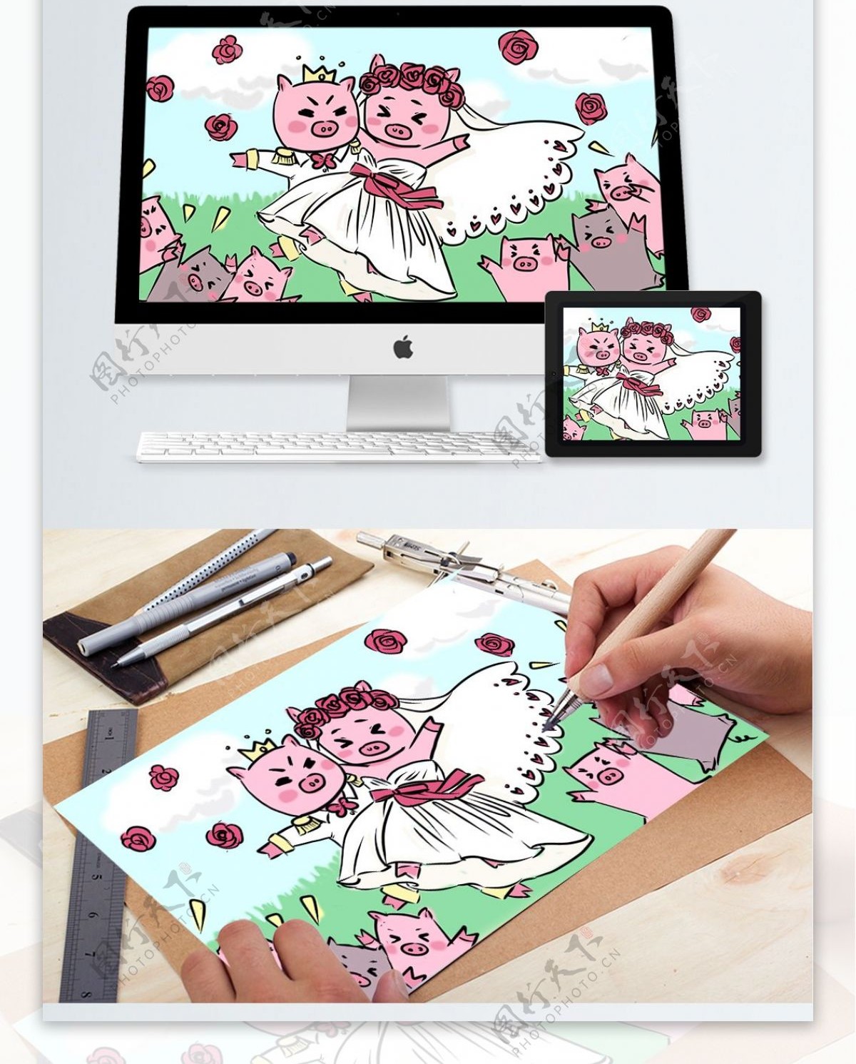 猪猪的婚礼2插画