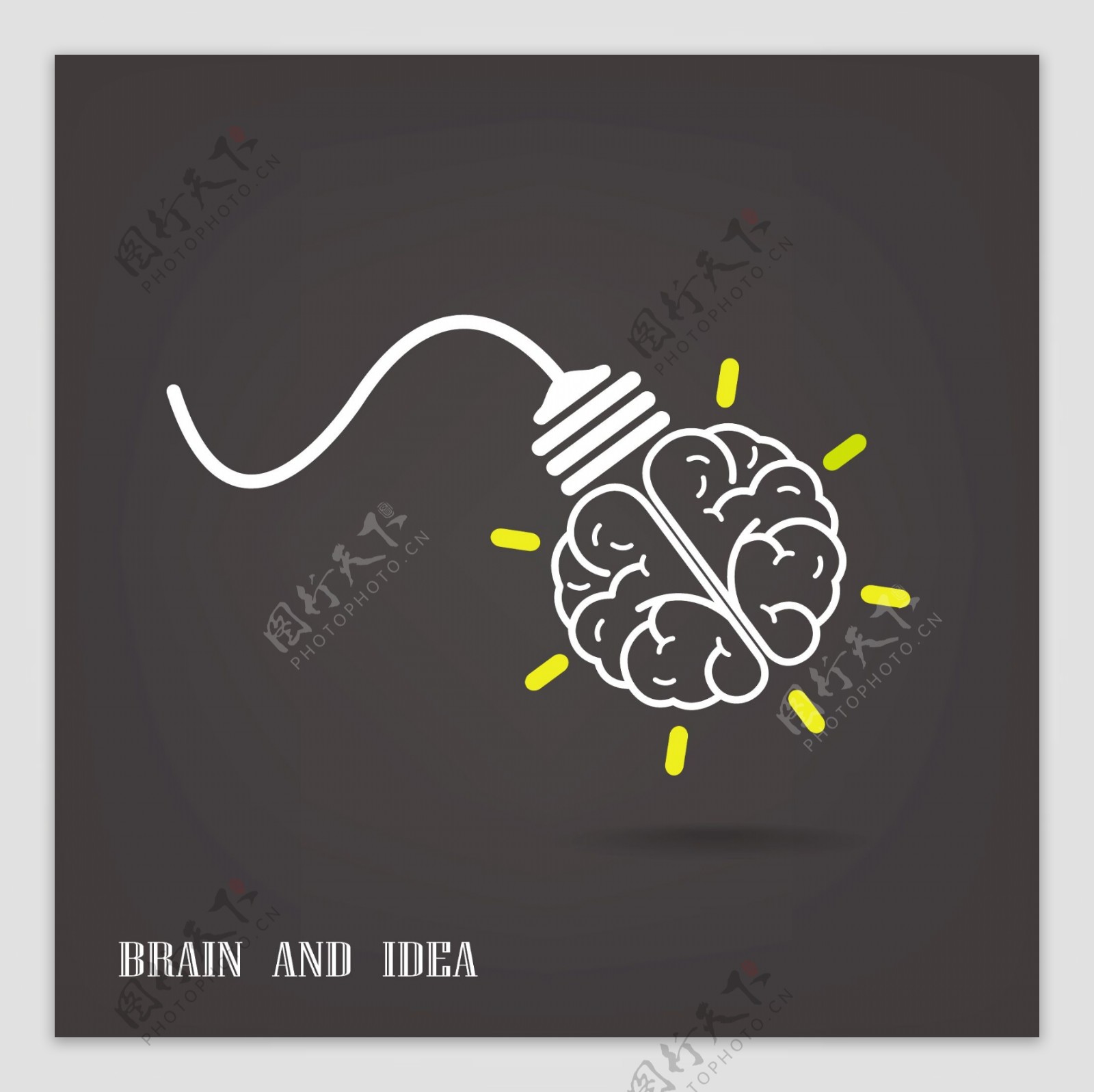 大脑创意灯泡矢量素材