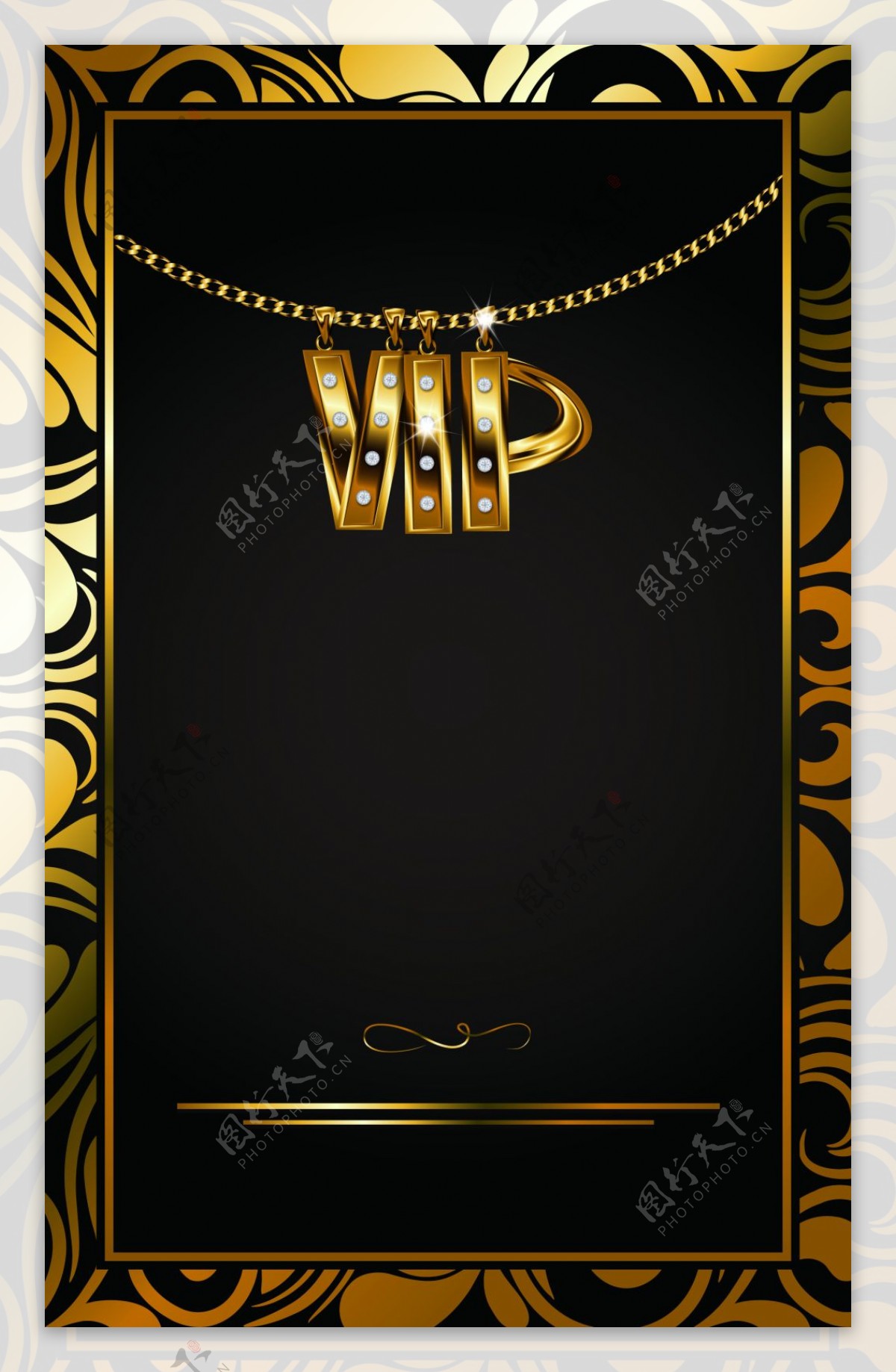 欧式花纹边框金色vip卡片模板