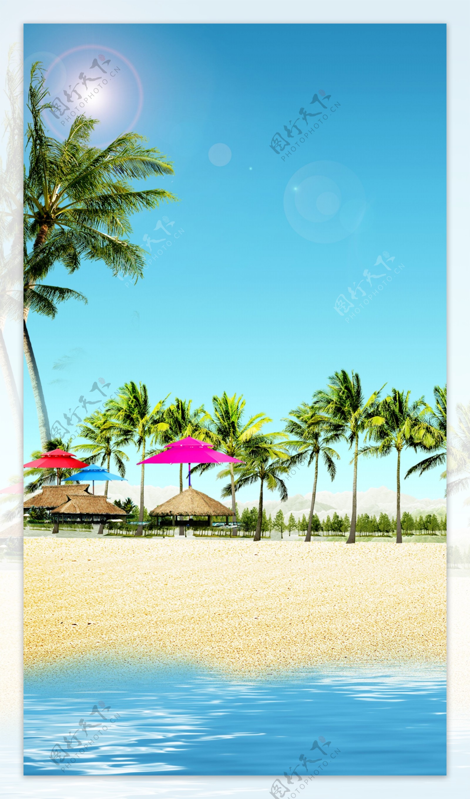 海边椰子树风景沙滩背景