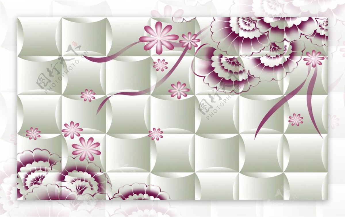 淡紫色花朵花纹图案背景画