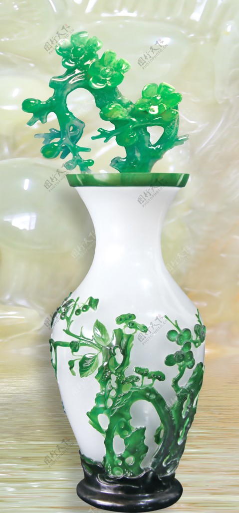 现代中式绿色花瓶装饰