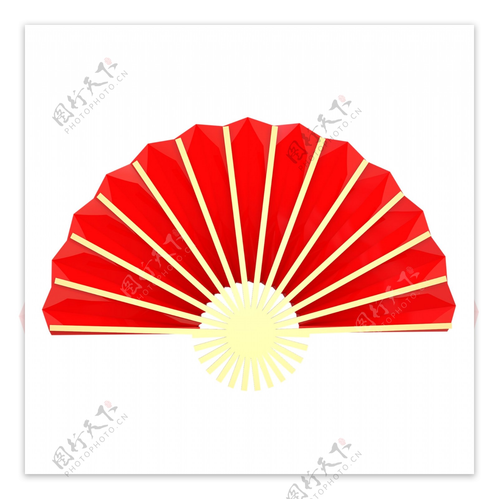 红色中国风扇形元素设计