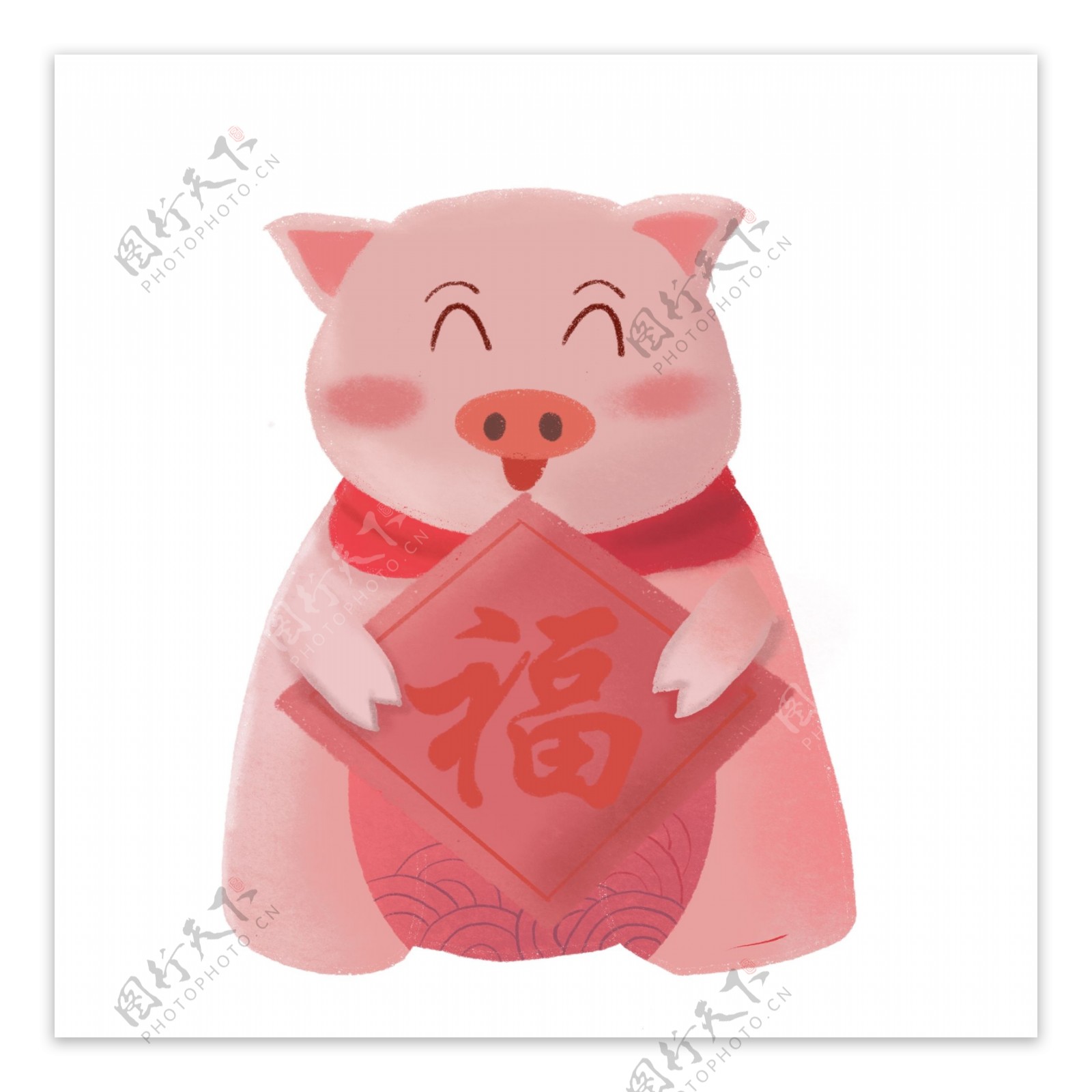 手绘卡通小猪动物设计