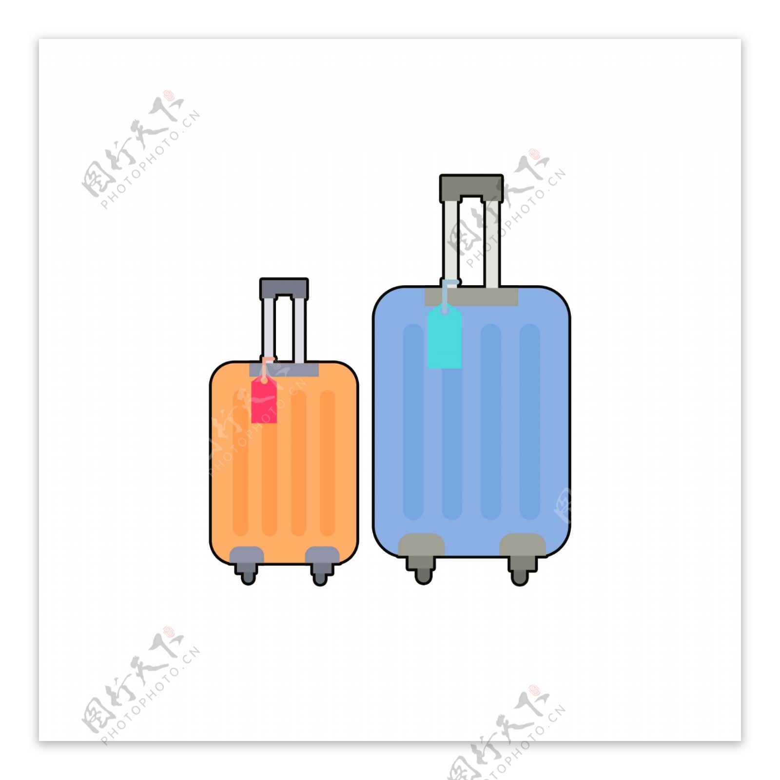 旅行箱彩色卡通装饰素材设计