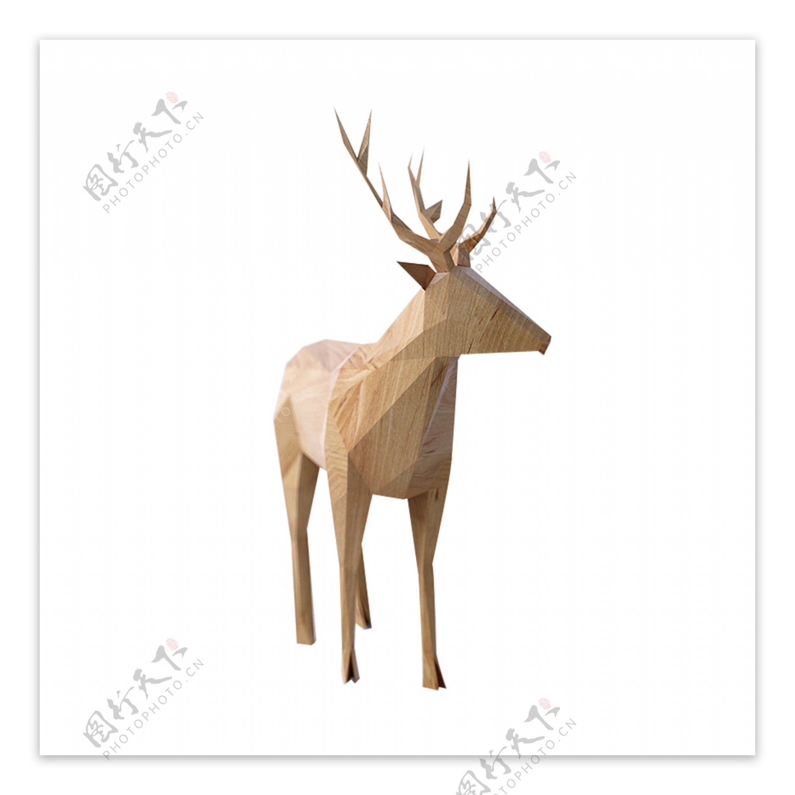 木刻的麋鹿雕像素材可商用
