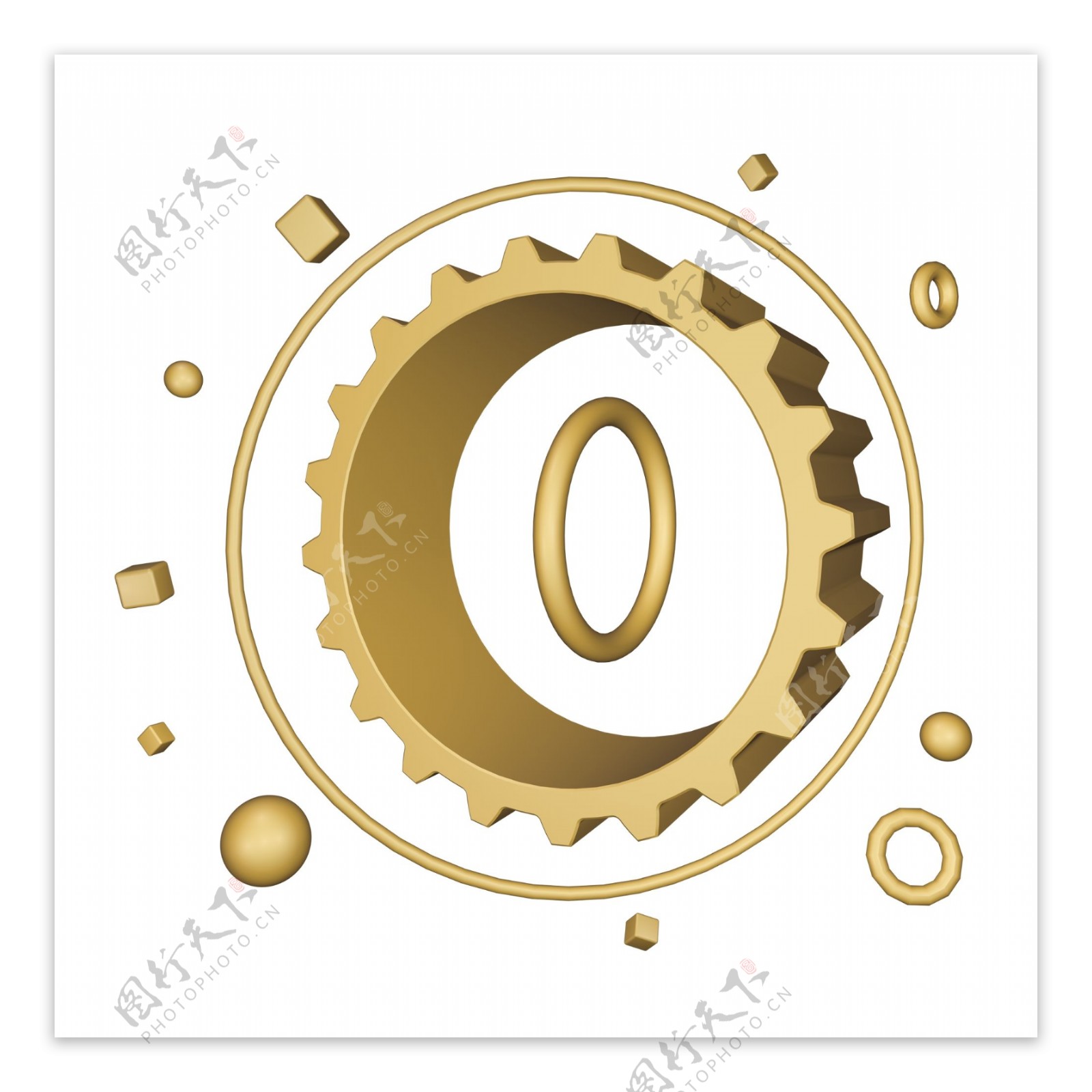 C4D科技风金色科技环形齿轮装饰
