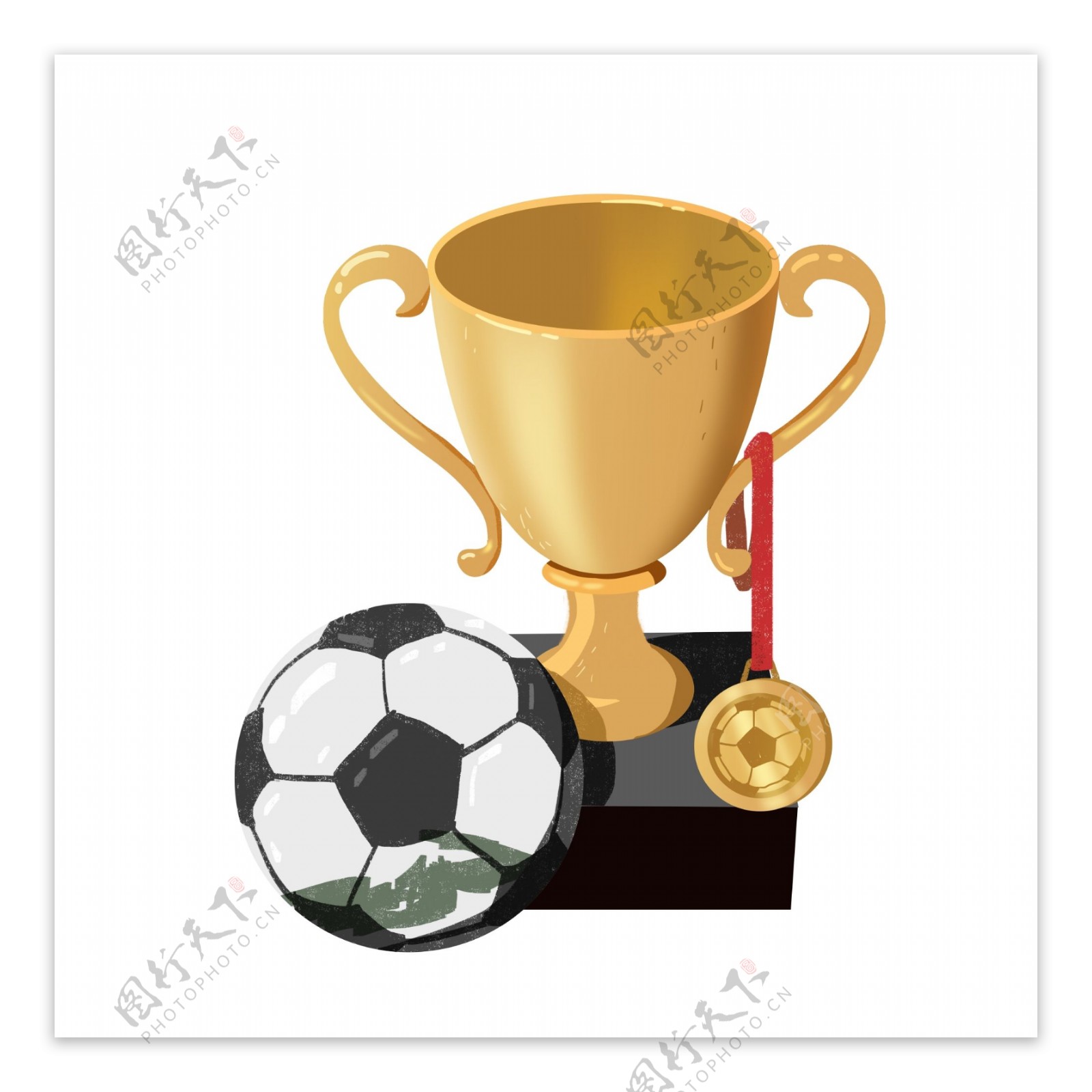 卡通足球奖杯元素设计