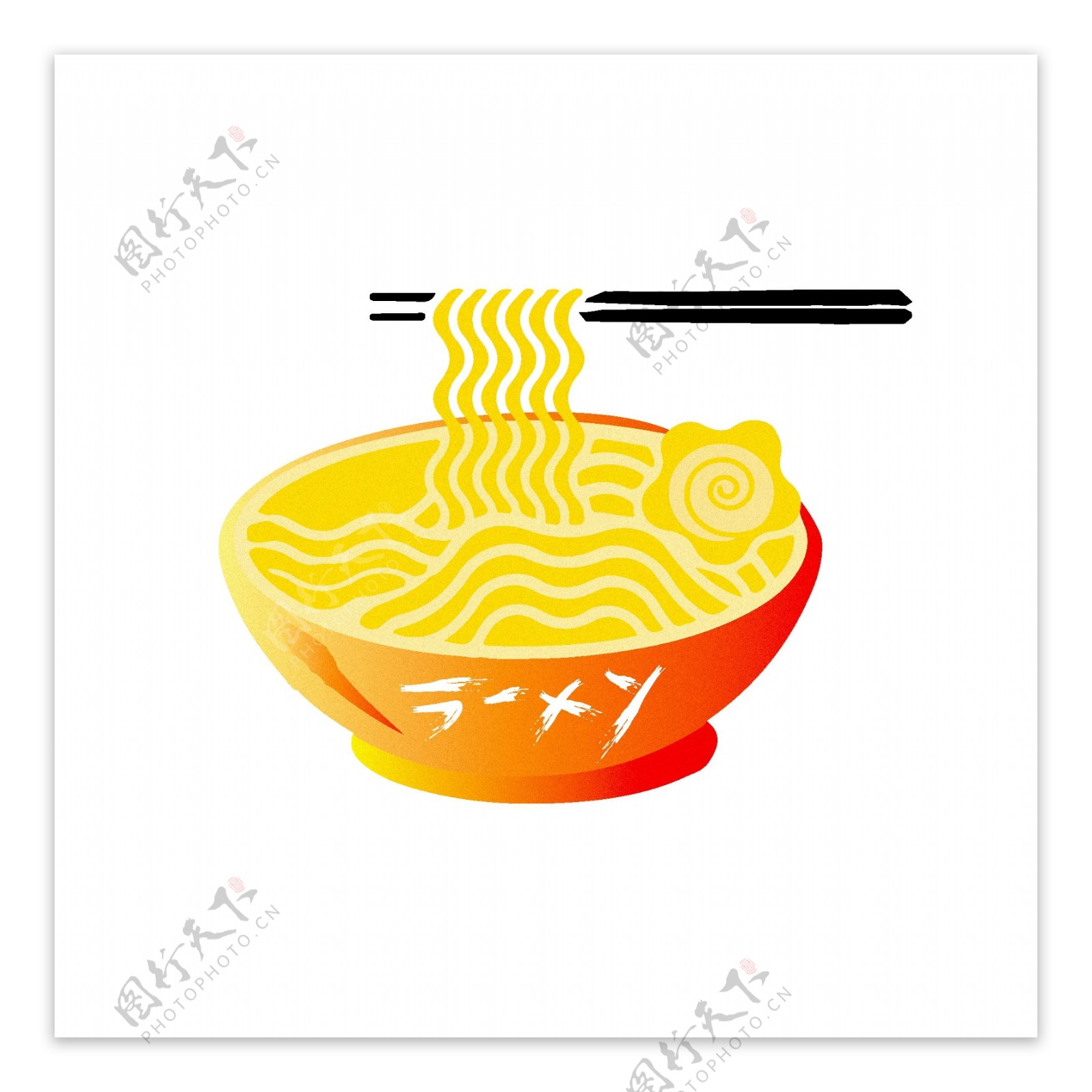 食物拉面筷子暖色渐变元素