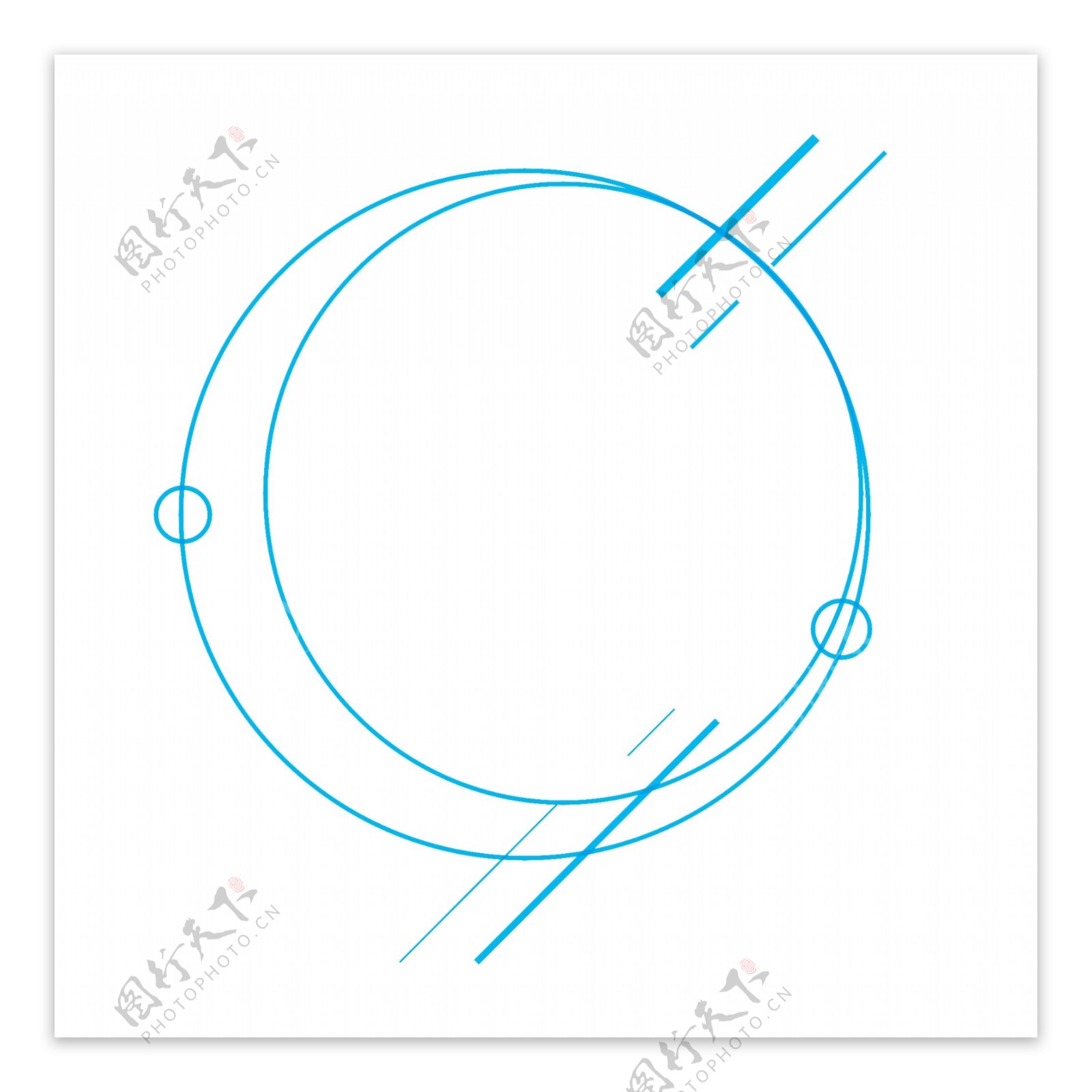 圆形单色蓝色科技感边框素材可商用