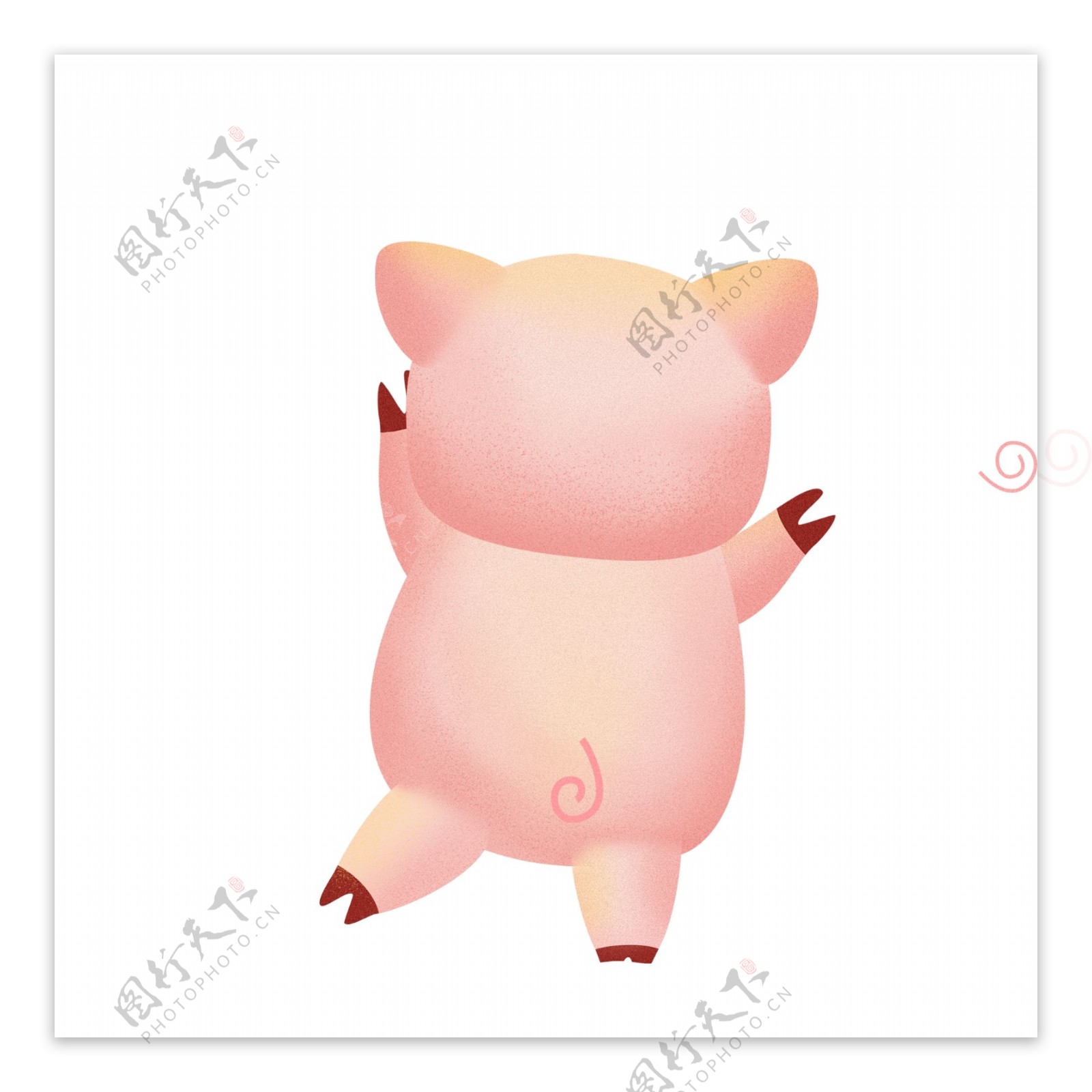 粉色小猪背影图案元素