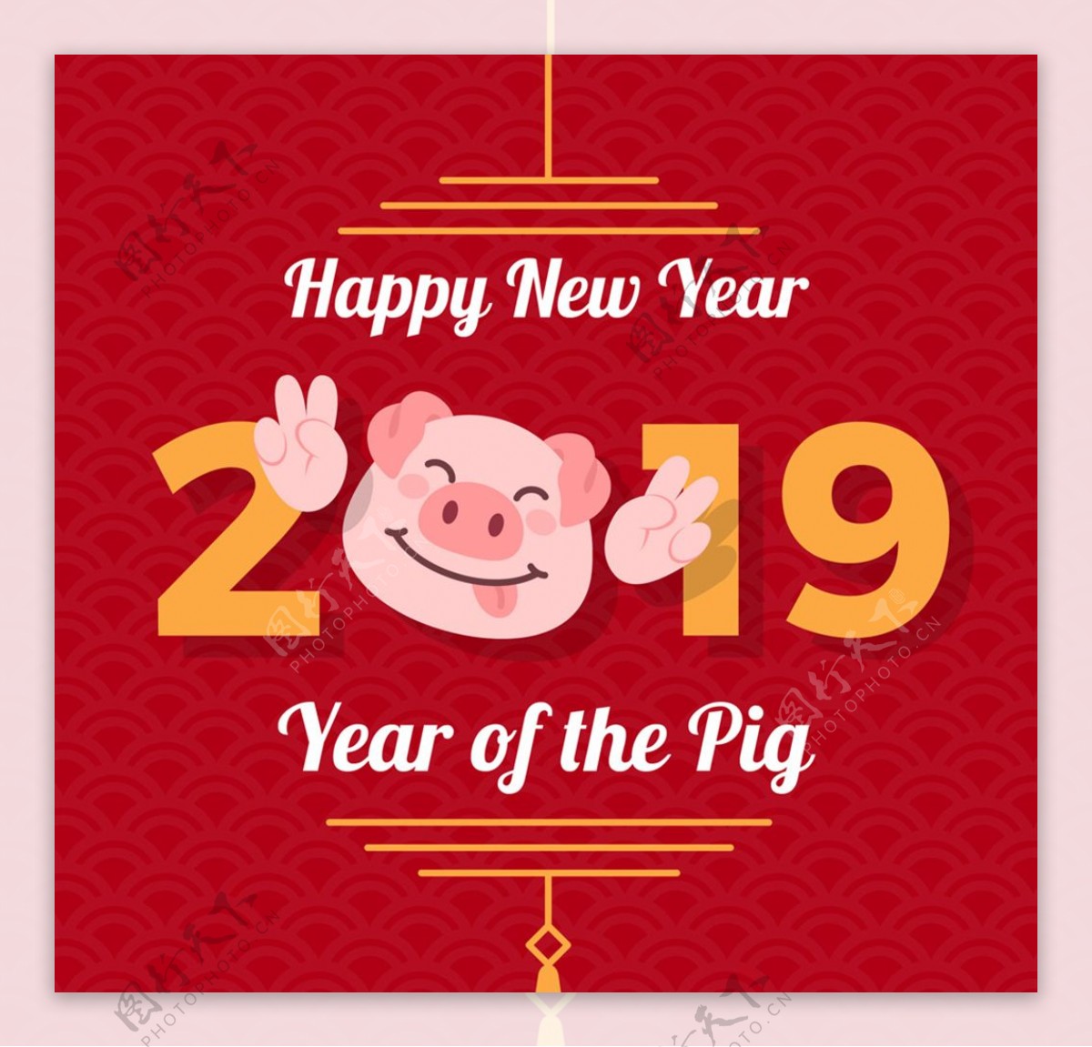 2019年可爱猪年贺卡
