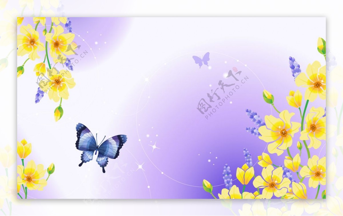 紫色蝴蝶花朵合成素材