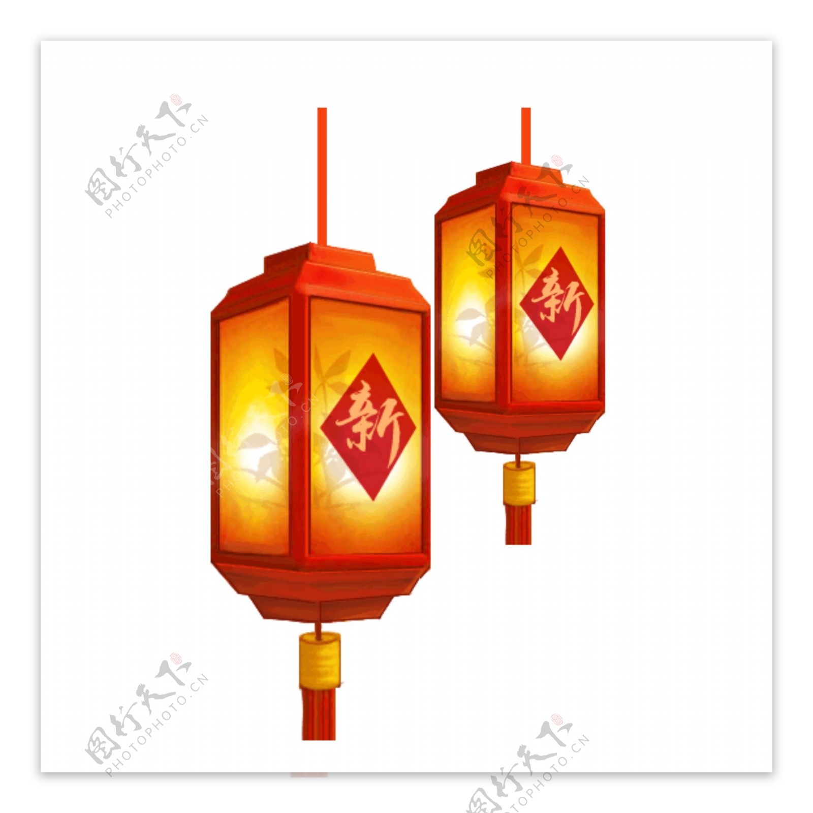 中国风新年装饰灯笼透明素材