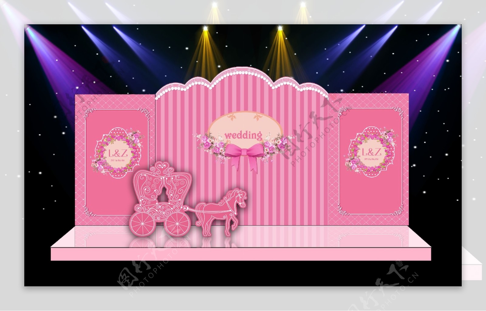 粉色婚礼效果图图