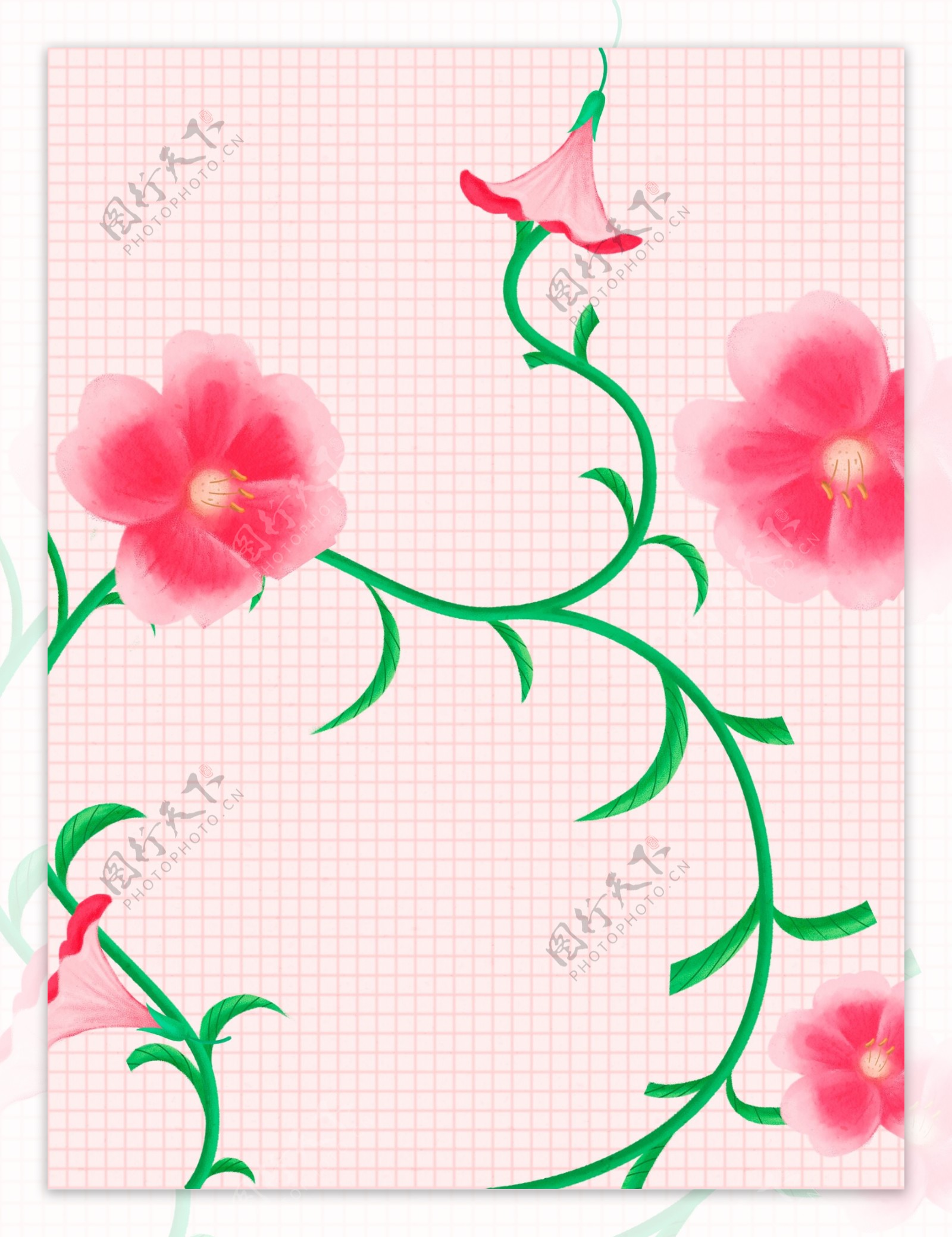 可爱粉色格纹花卉背景