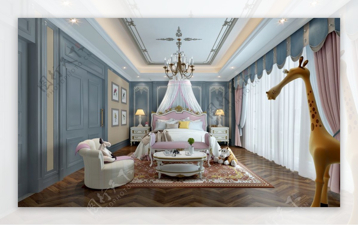 公主房卧室效果图3D模型