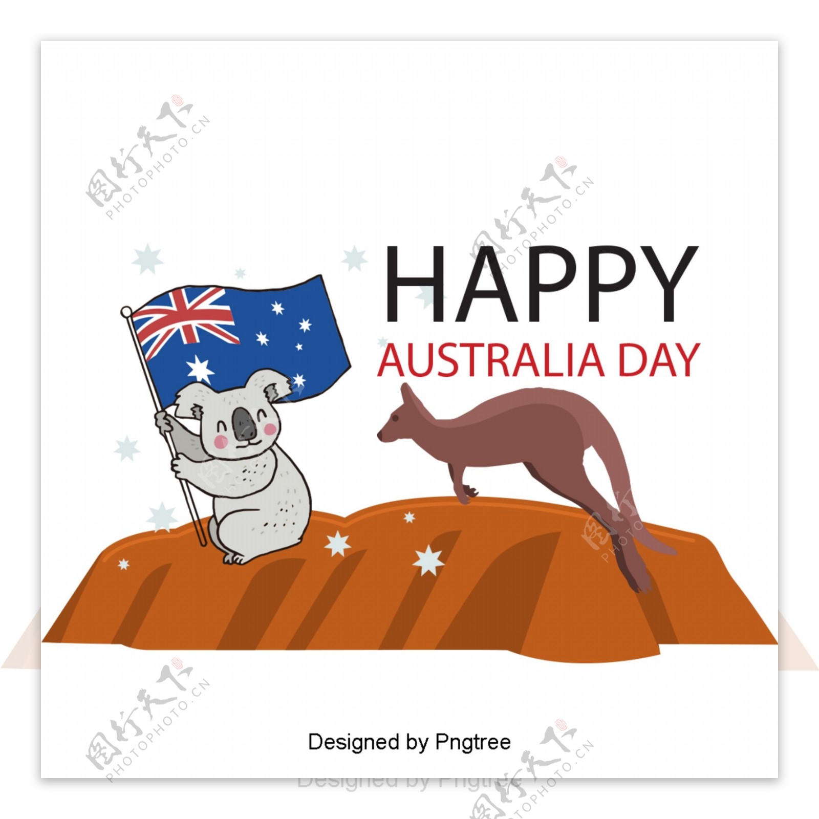 澳大利亚旗帜地图袋鼠考拉爱心爱国字体设计