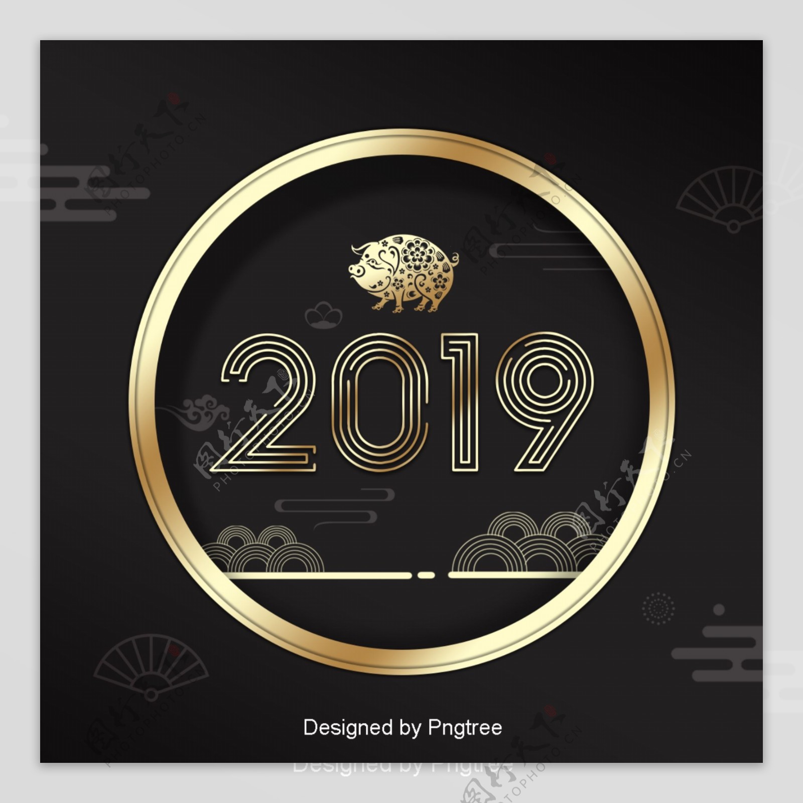 常务金色奢华新年迷你远主义风格2019字体