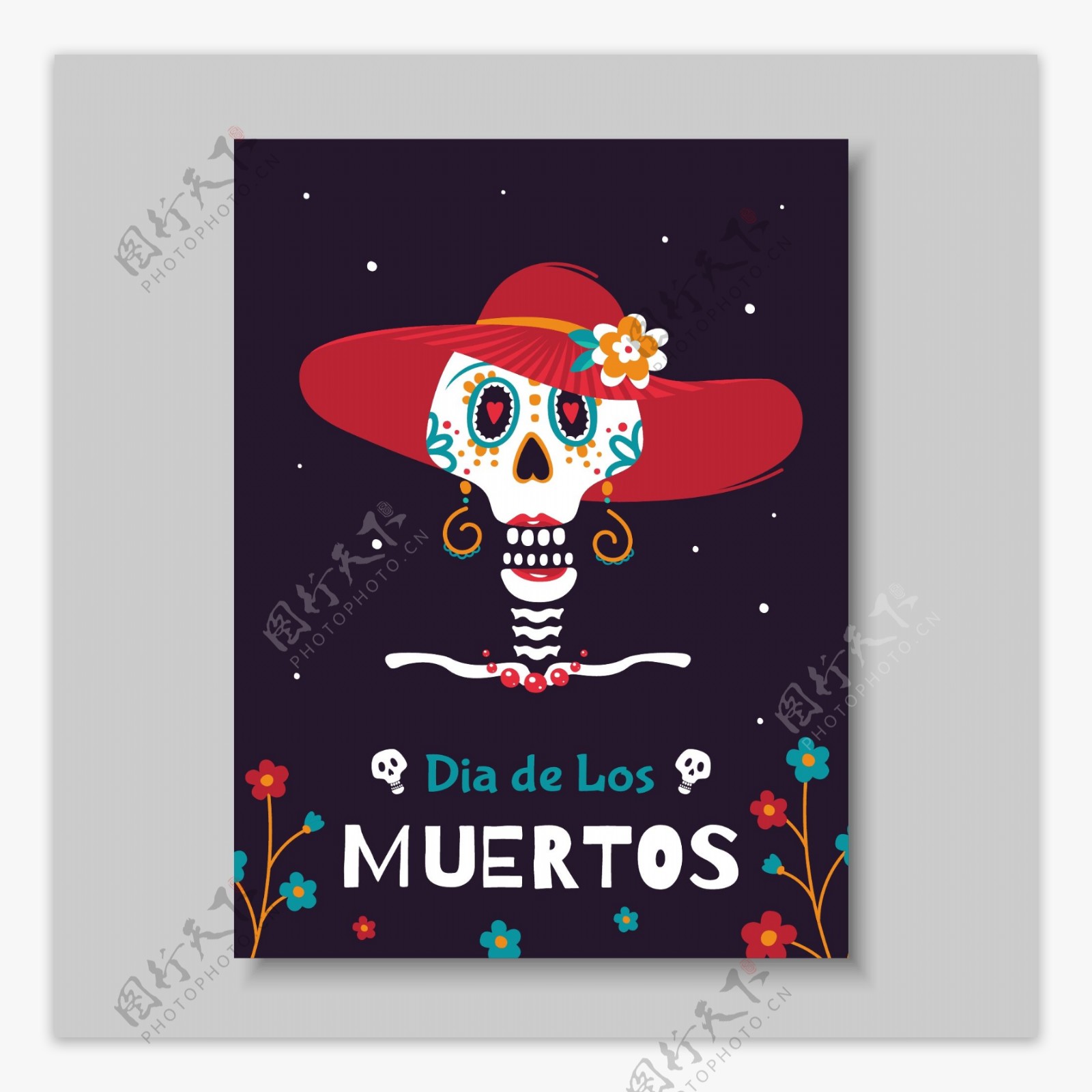 死亡的墨西哥日的节日海报