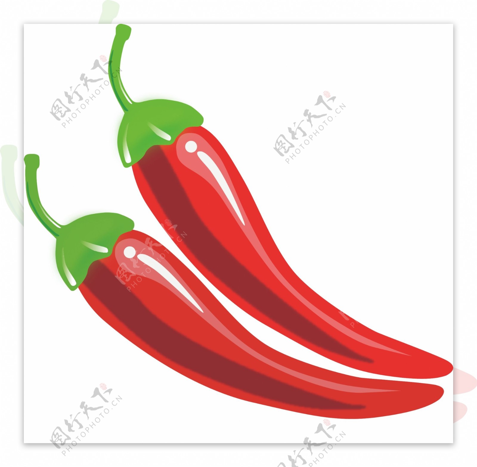 红色小辣椒手绘创意矢量食材图