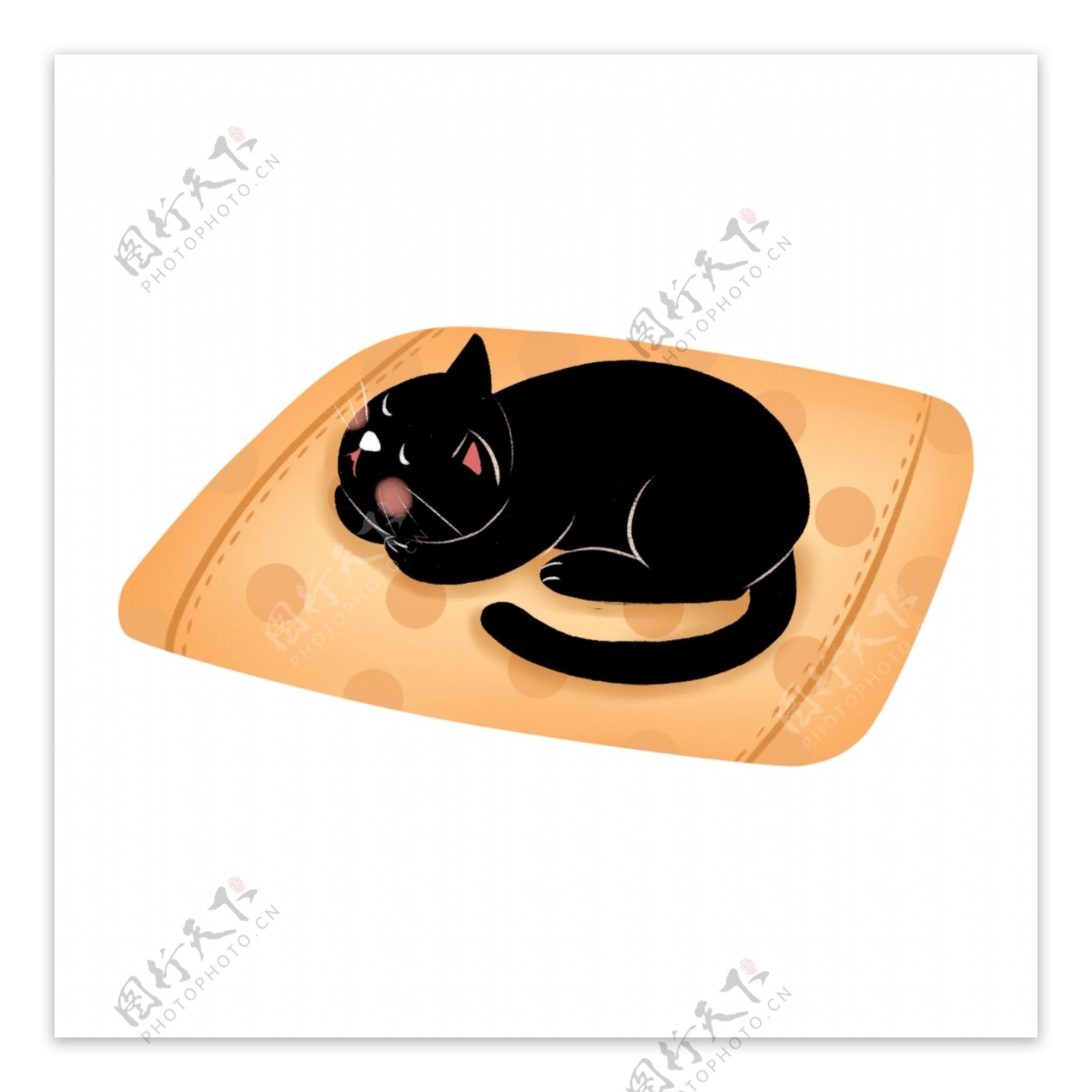 萌宠黑色小猫png元素