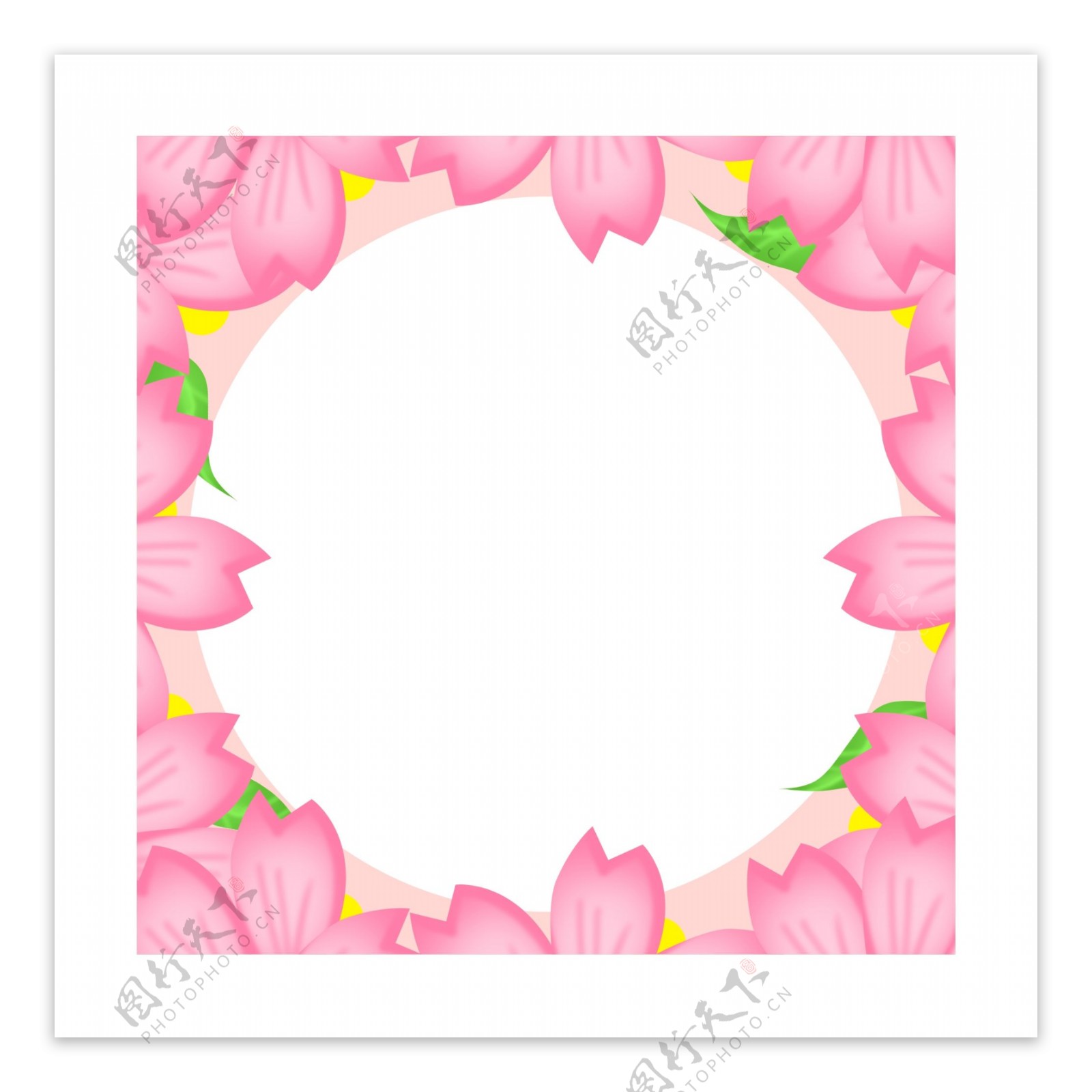 粉色卡通唯美樱花花朵方形圆环边框