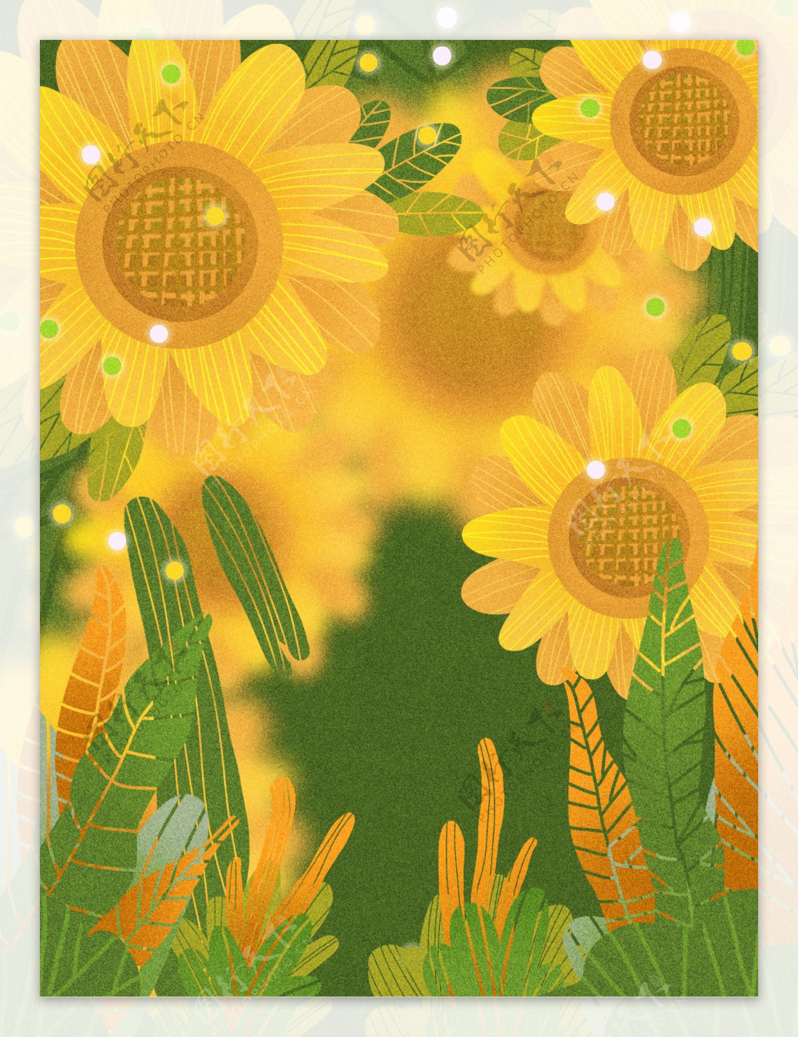 创意黄色太阳花背景素材