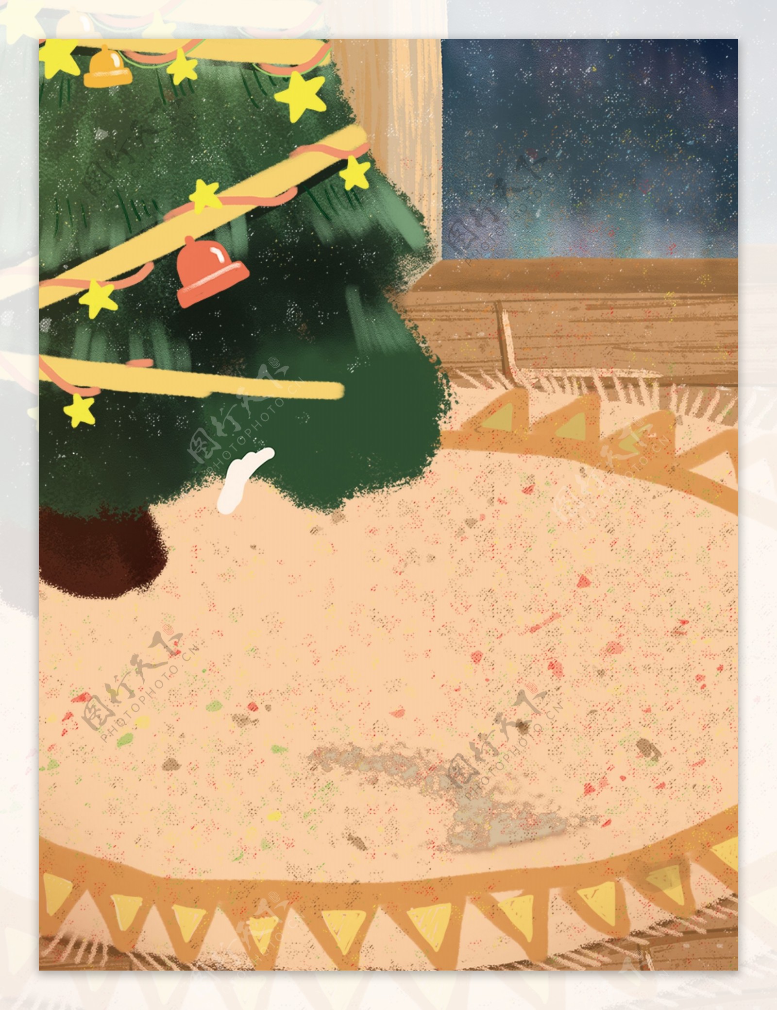 彩绘圣诞树装饰背景设计