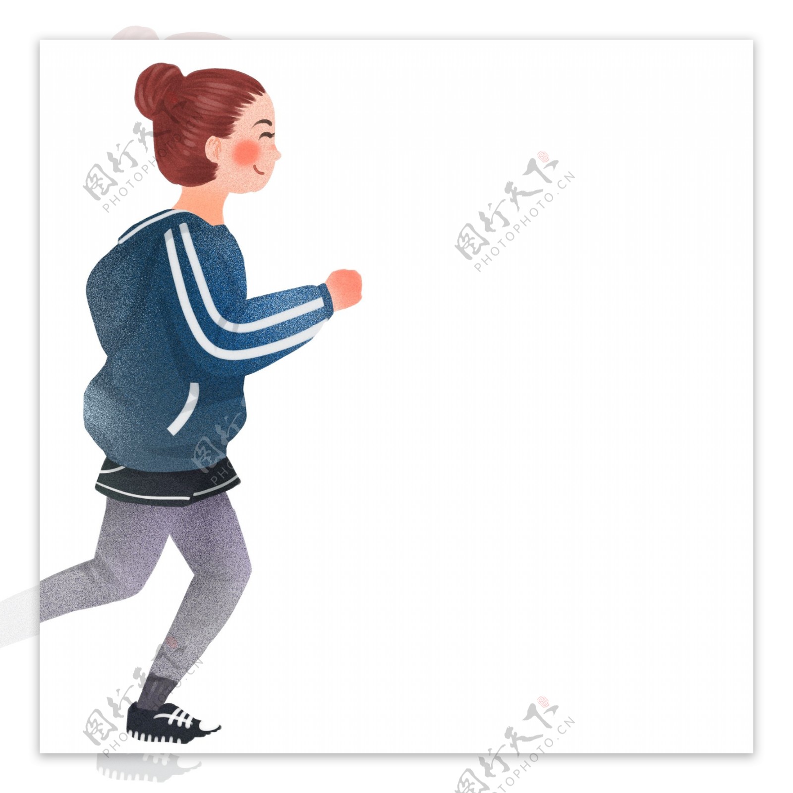卡通手绘跑步的女孩人物设计