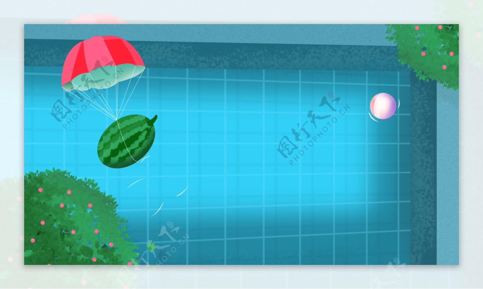 二十四节气夏季游泳池插画背景