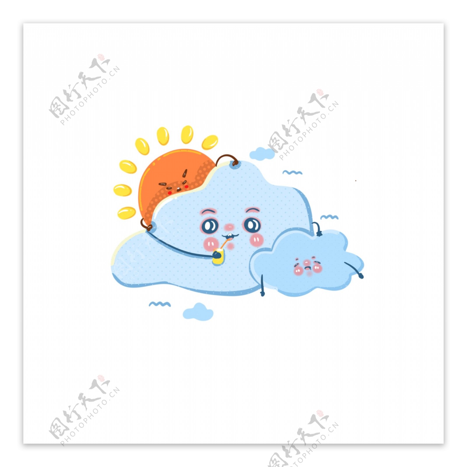 气象多云天气卡通形象阴天太阳云朵