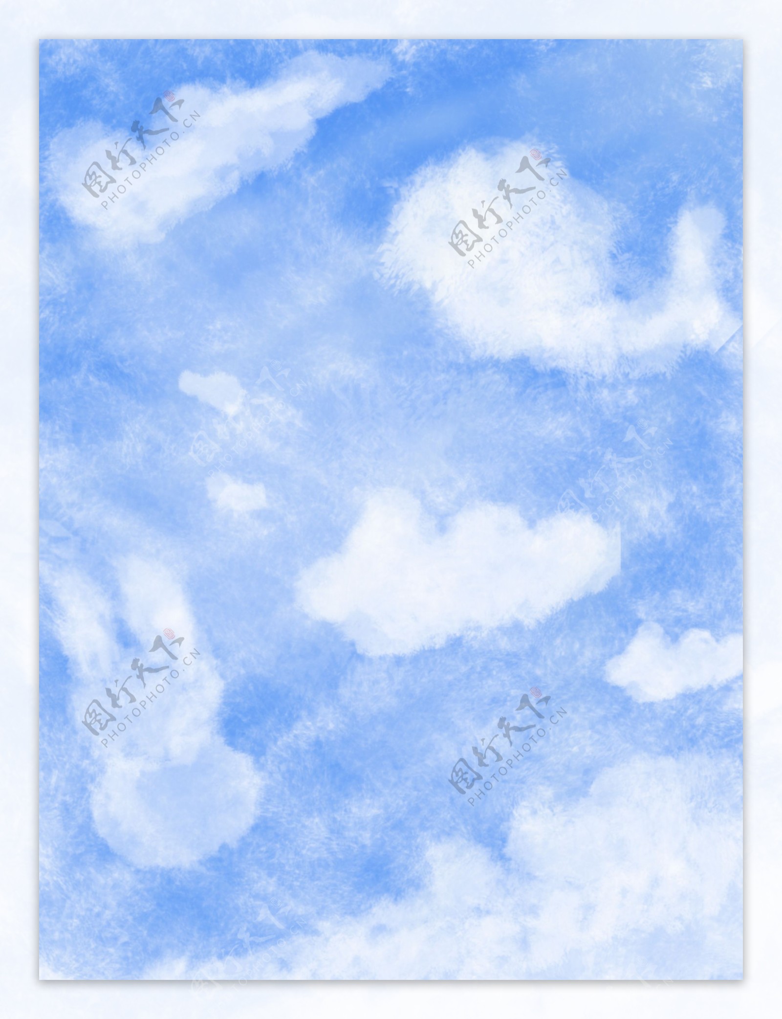 纯原创手绘可爱卡通风格蓝天白云背景