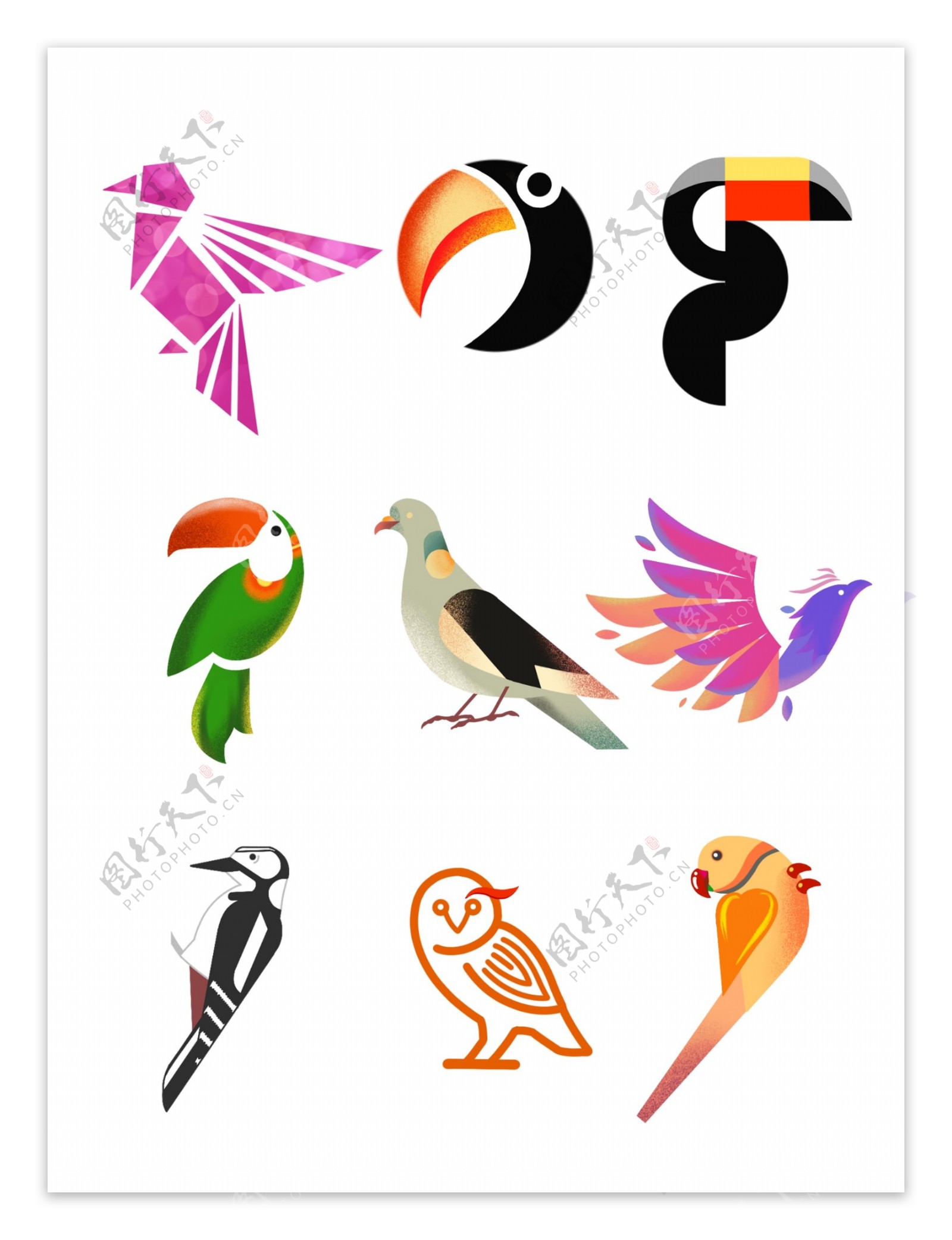 国际爱鸟日各种鸟类图标元素集合素材