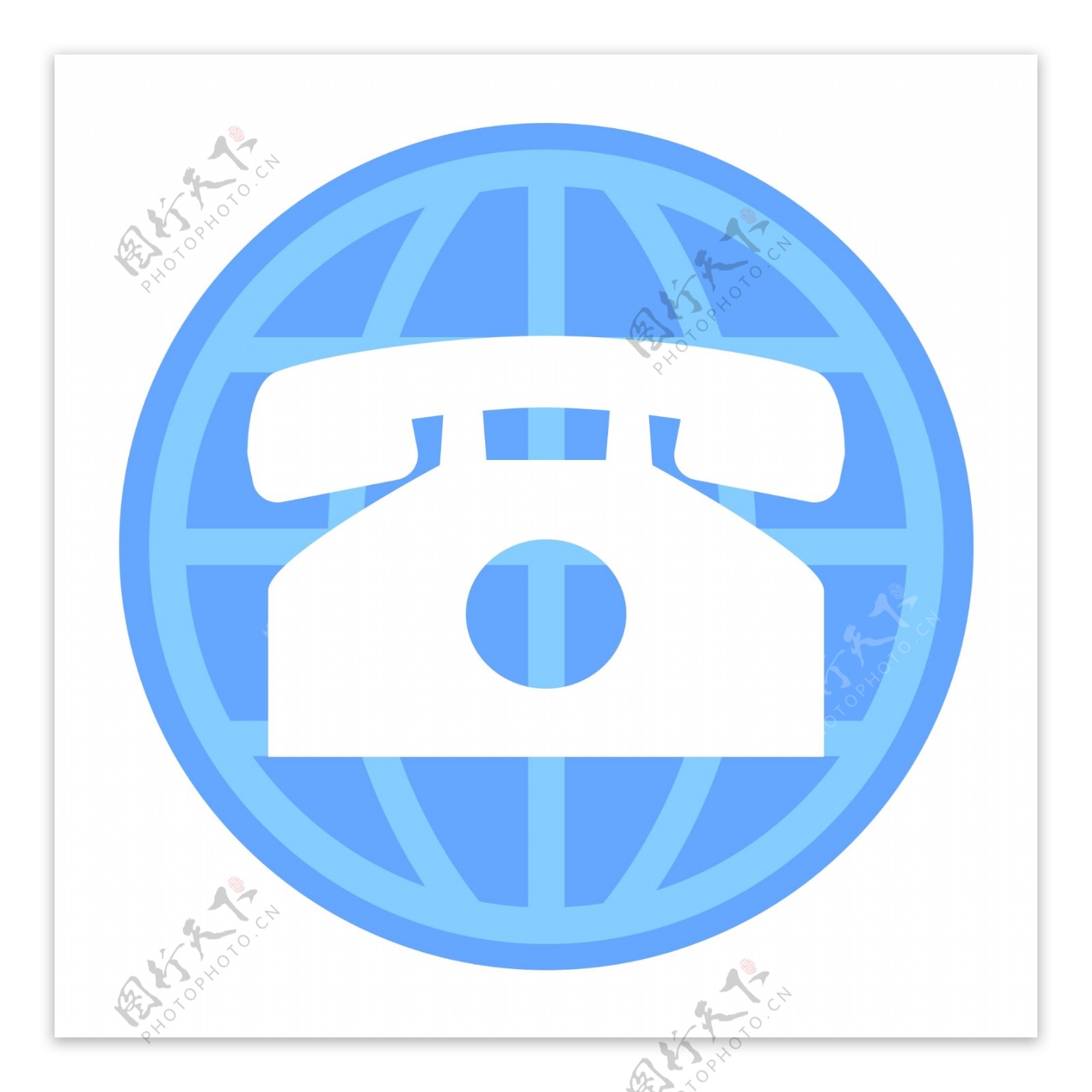蓝色扁平风科技感全球电话ui图标