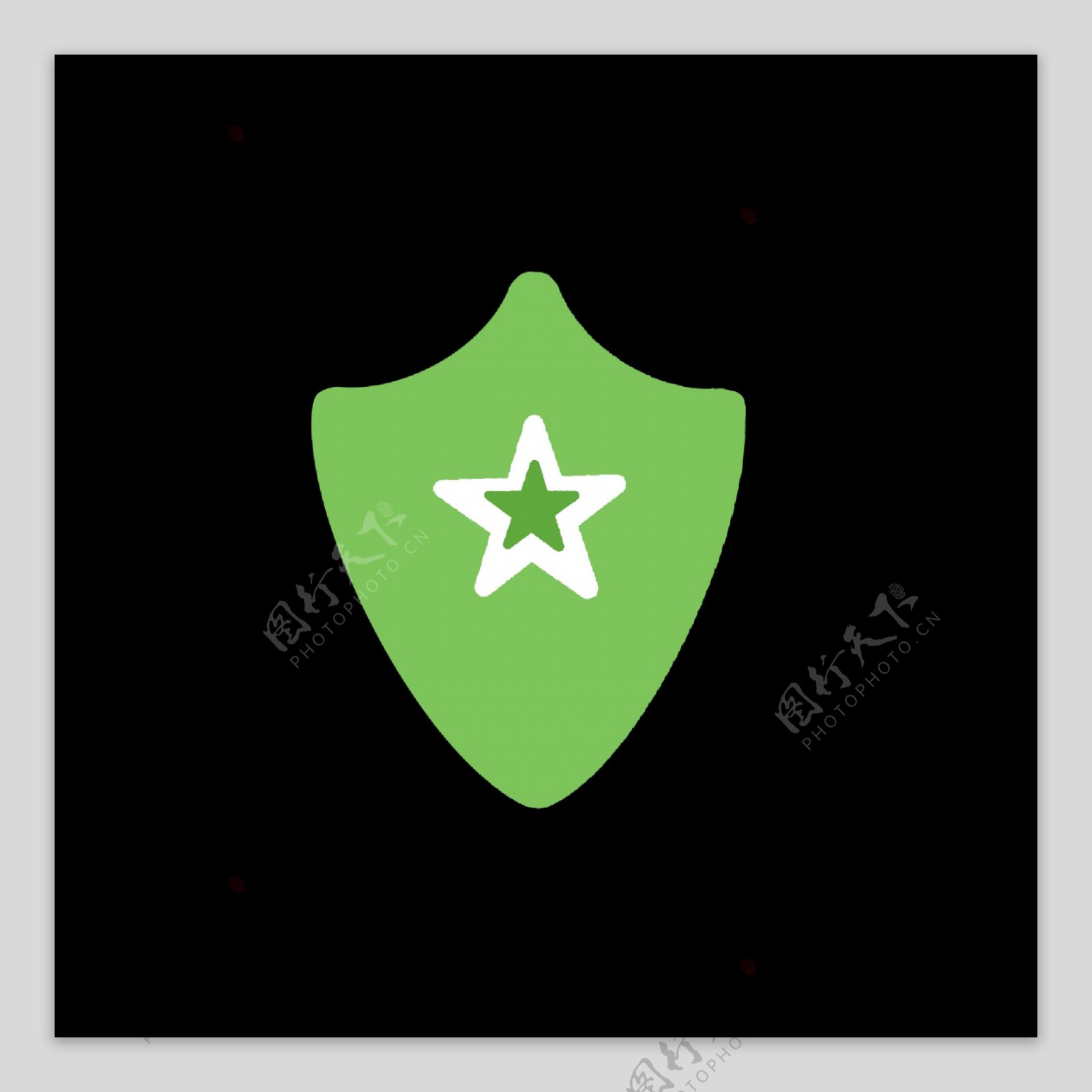 绿色五角星盾牌图标
