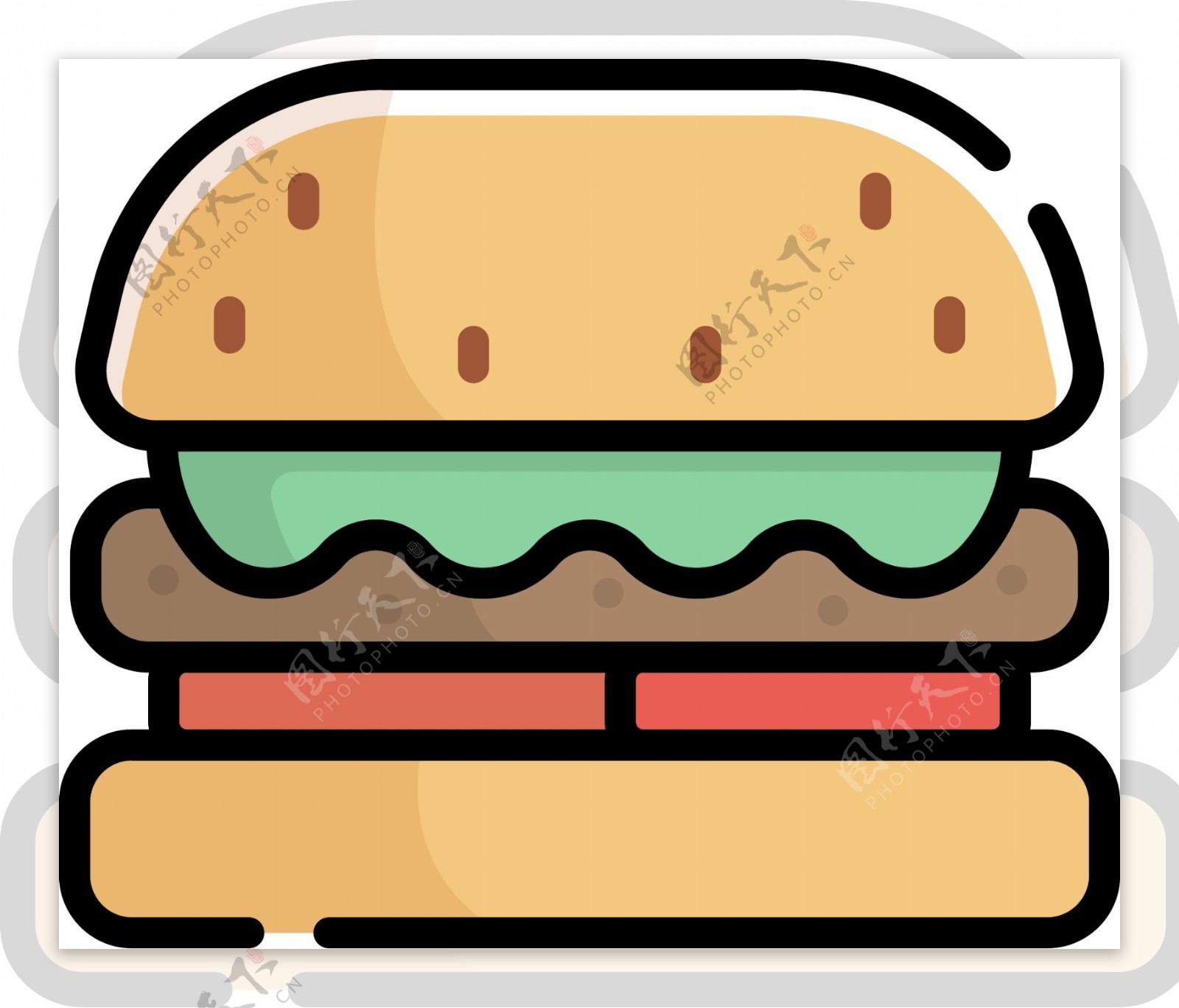 mbe风格汉堡包素材图标