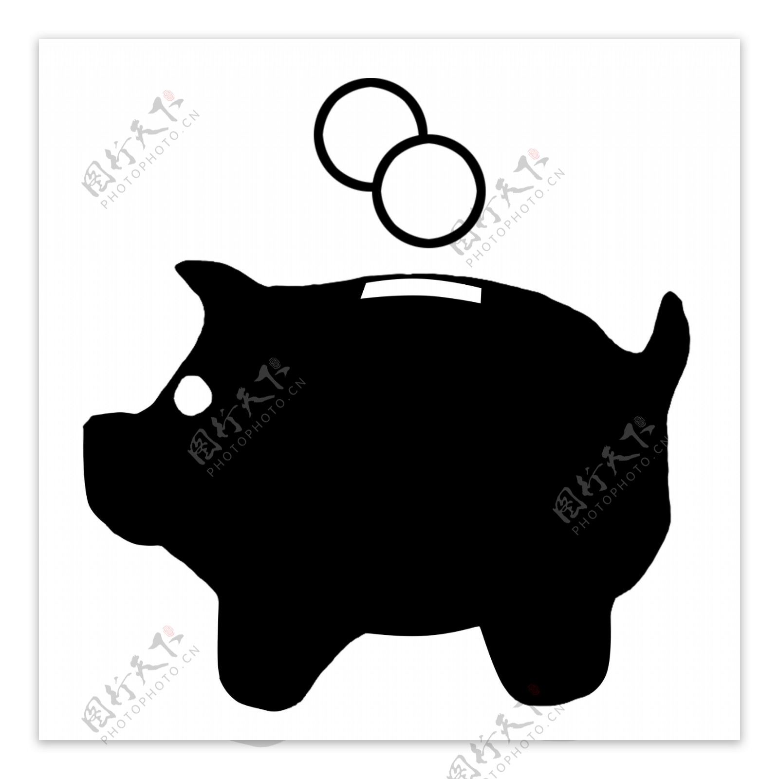 黑色扁平猪剪影图标