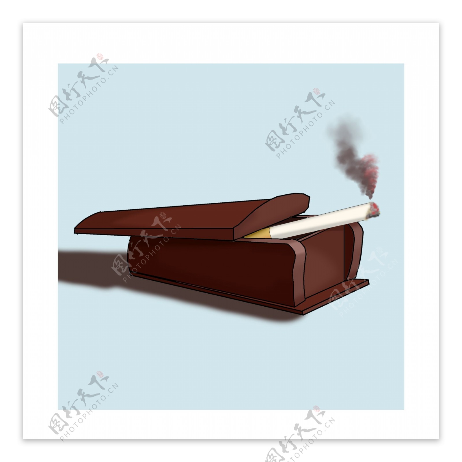 手绘卡通禁烟戒烟广告抽烟烟雾
