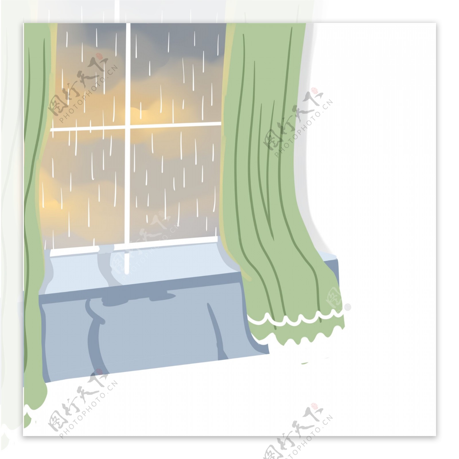 一个下雨天的窗台