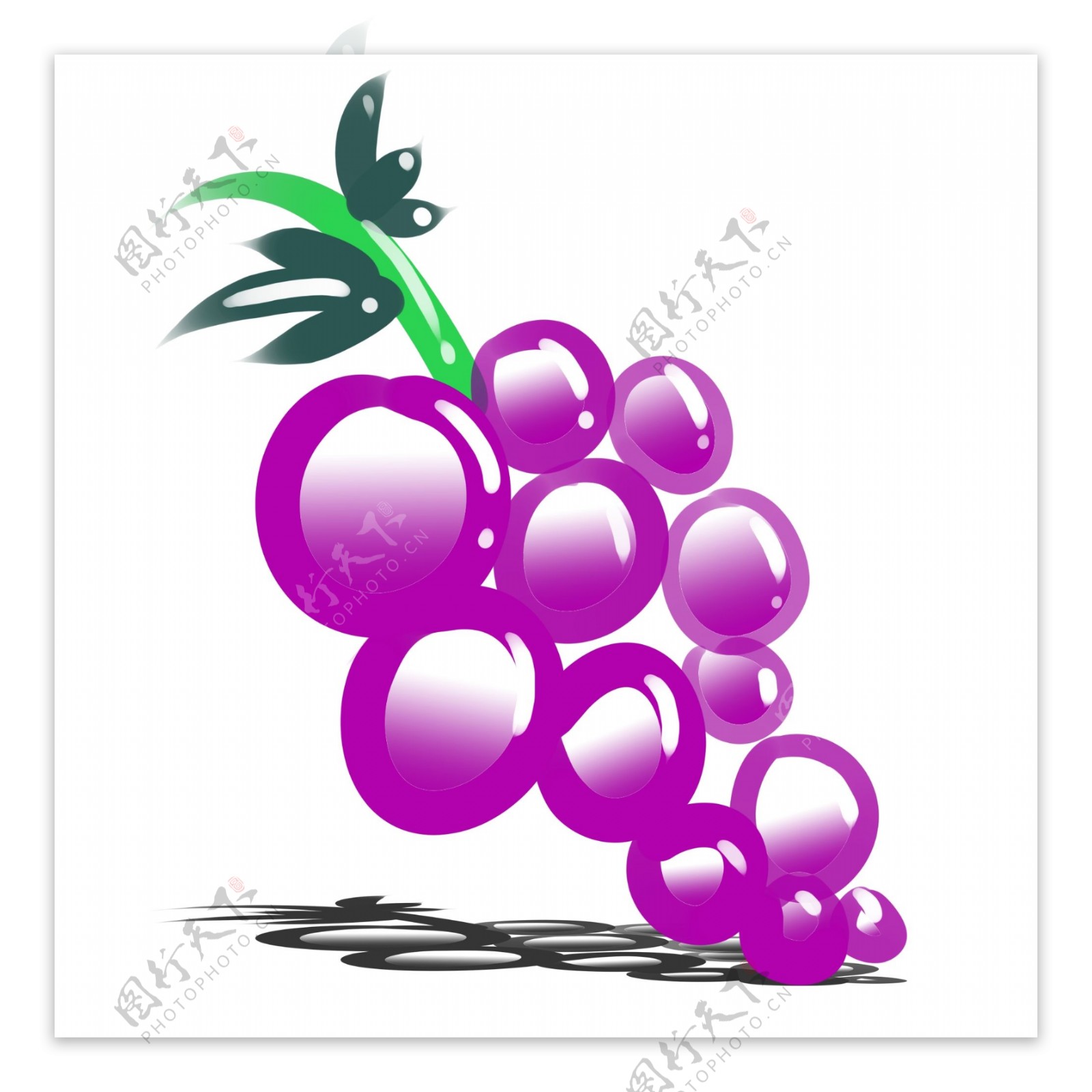 葡萄紫色绿色可爱装饰维生素水果