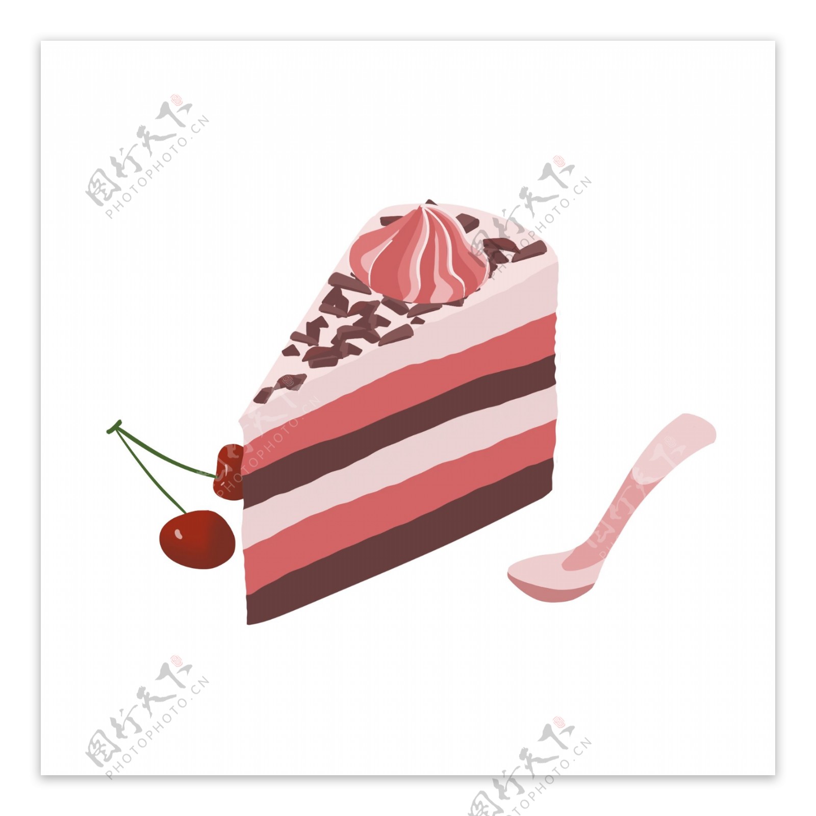 樱桃蛋糕手绘卡通素材