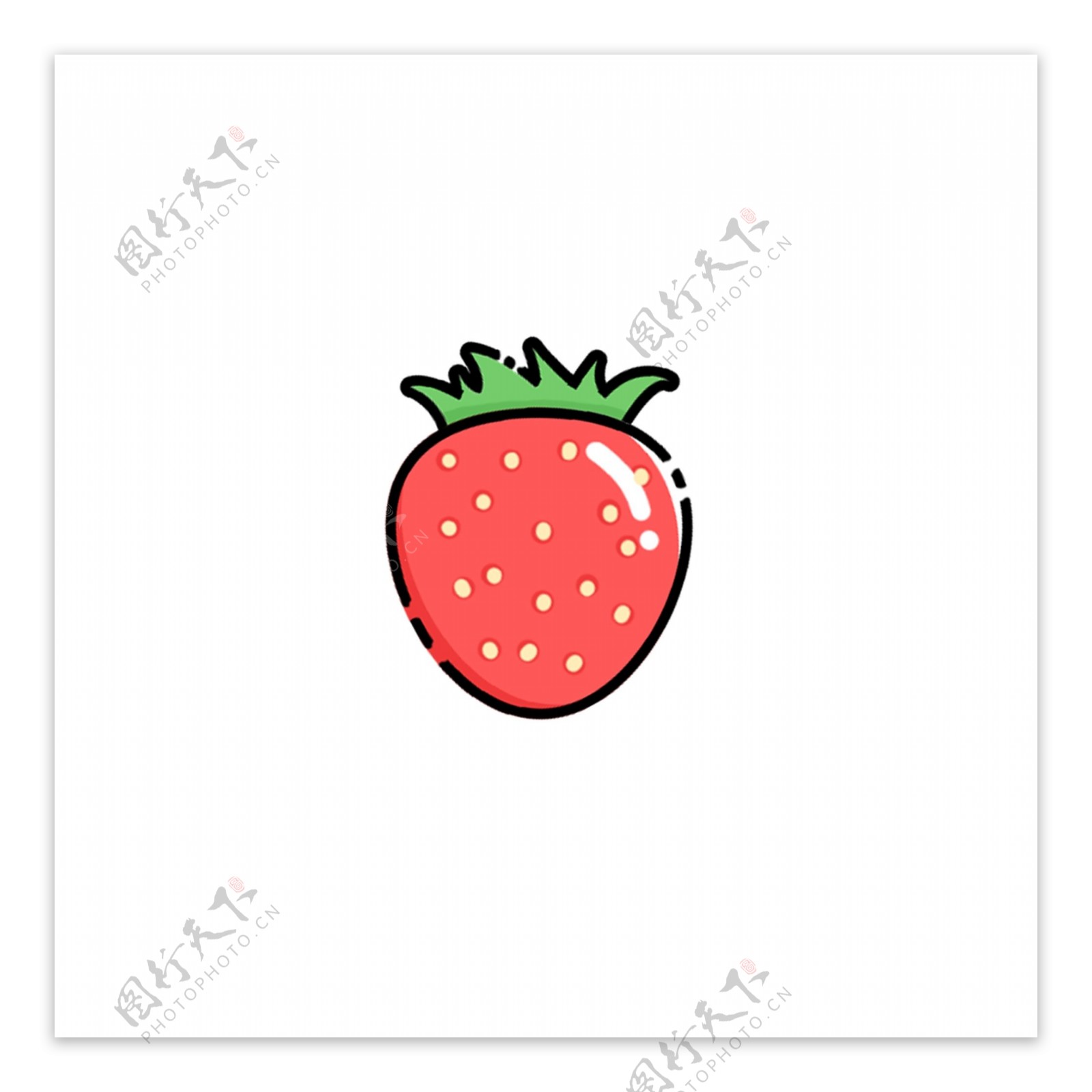 红色手绘卡通草莓