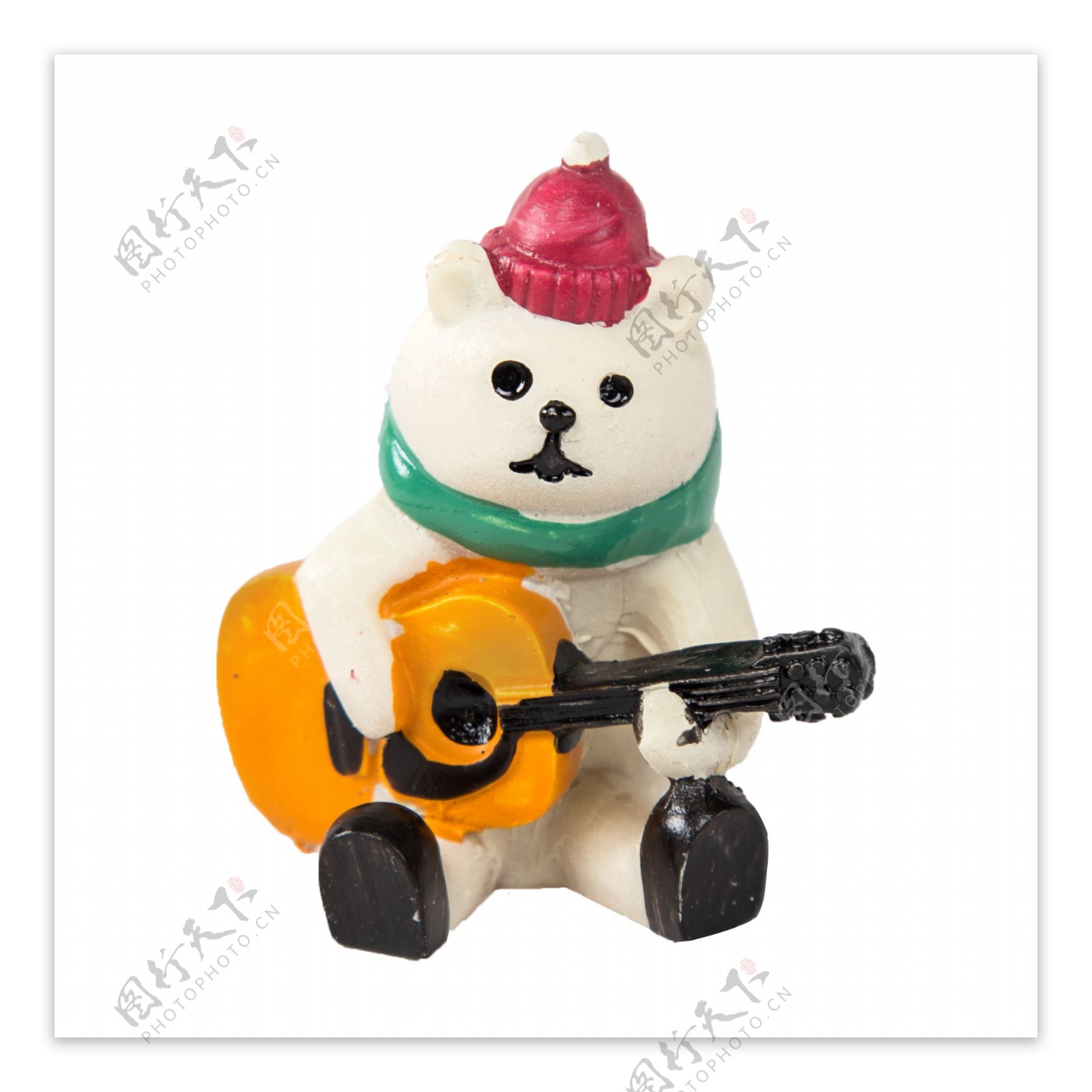 冬天白色吉他小熊png免抠图