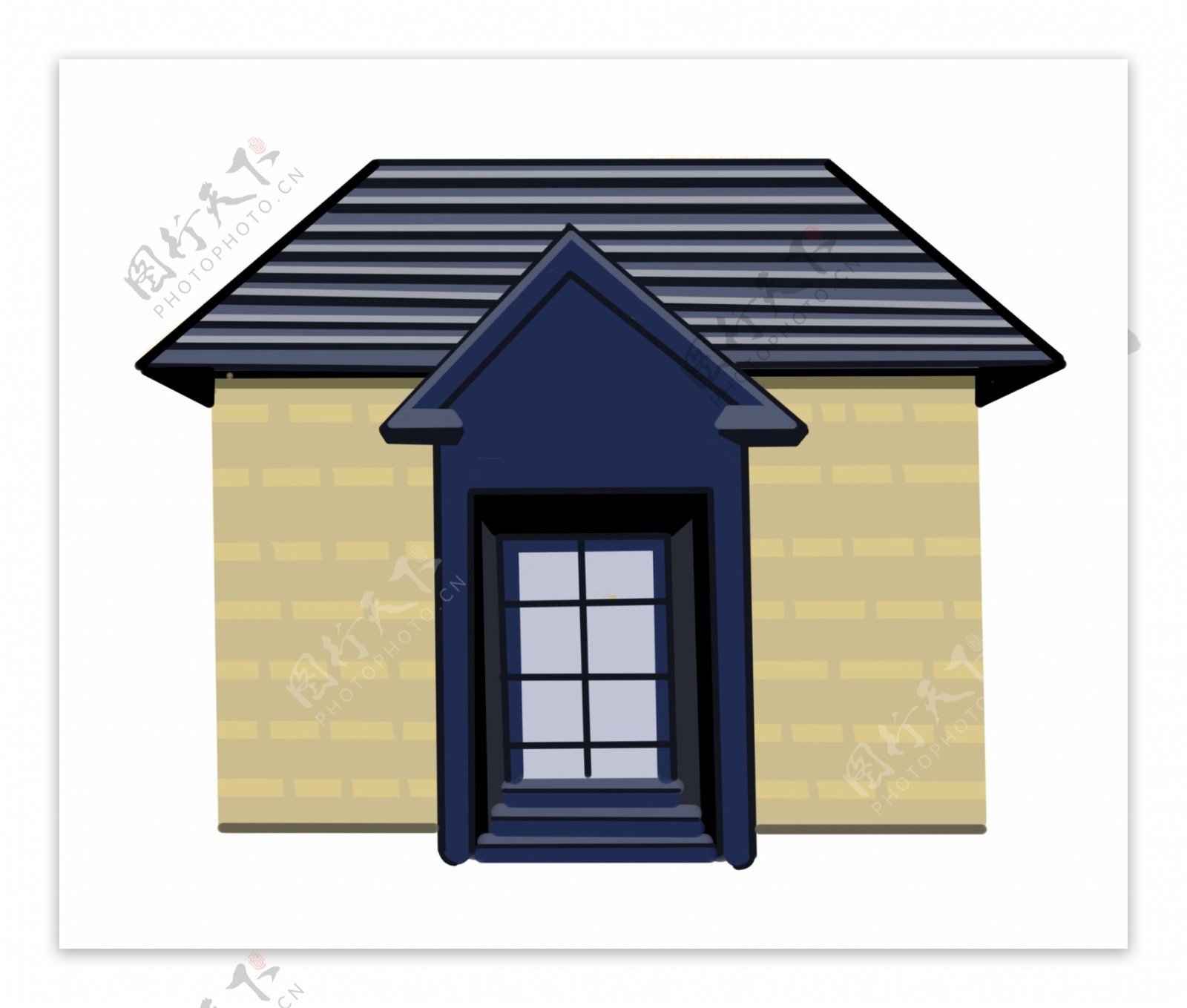 蓝色的建筑房子插画