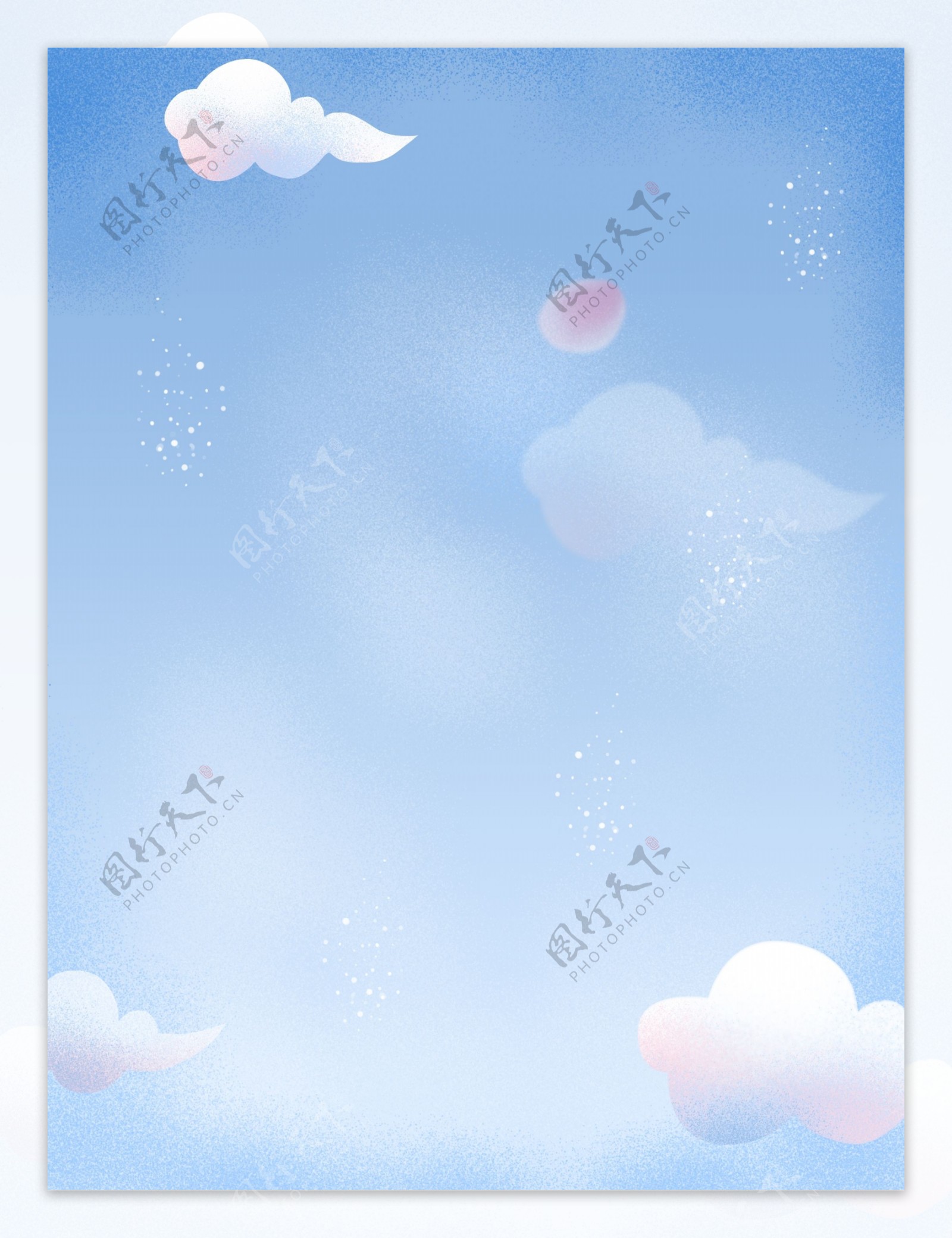 手绘蓝天上的卡通云朵背景素材