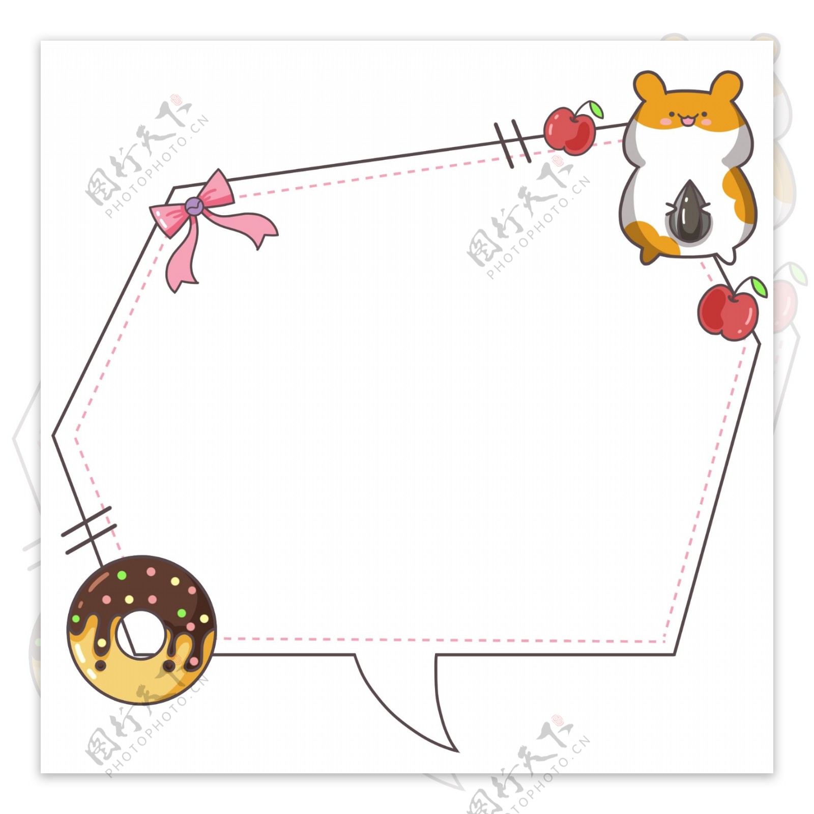 仓鼠甜甜圈边框插画