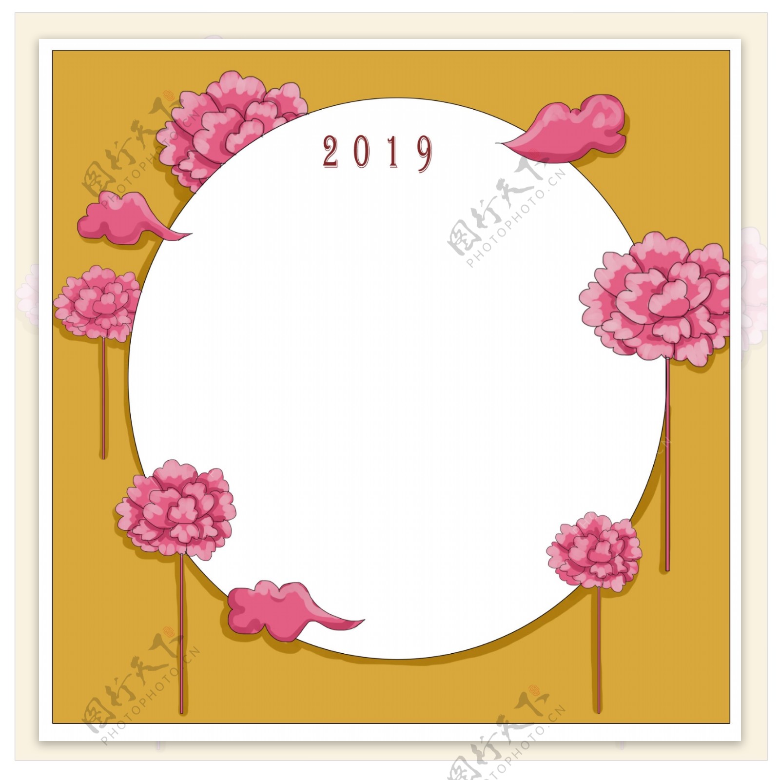 2019新年花朵边框