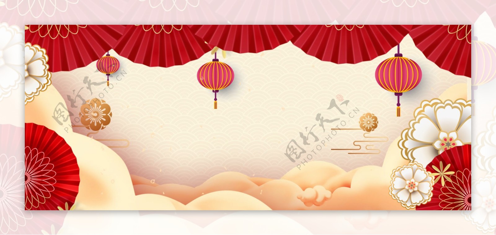 新年中国风猪年剪纸风微立体春节背景